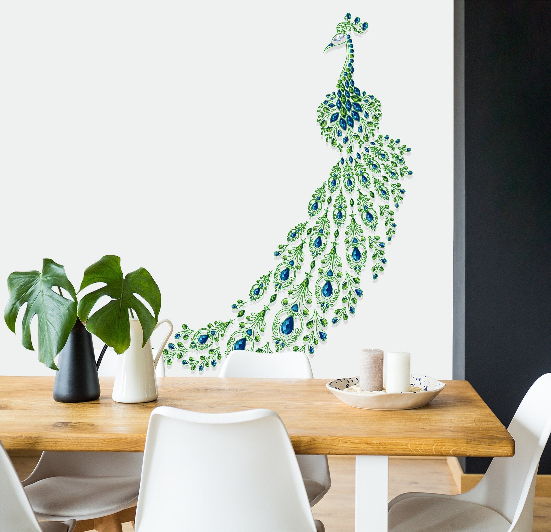 3D Peacock Tail Feather 042 Wall Stickers Wallpaper AJ Wallpaper