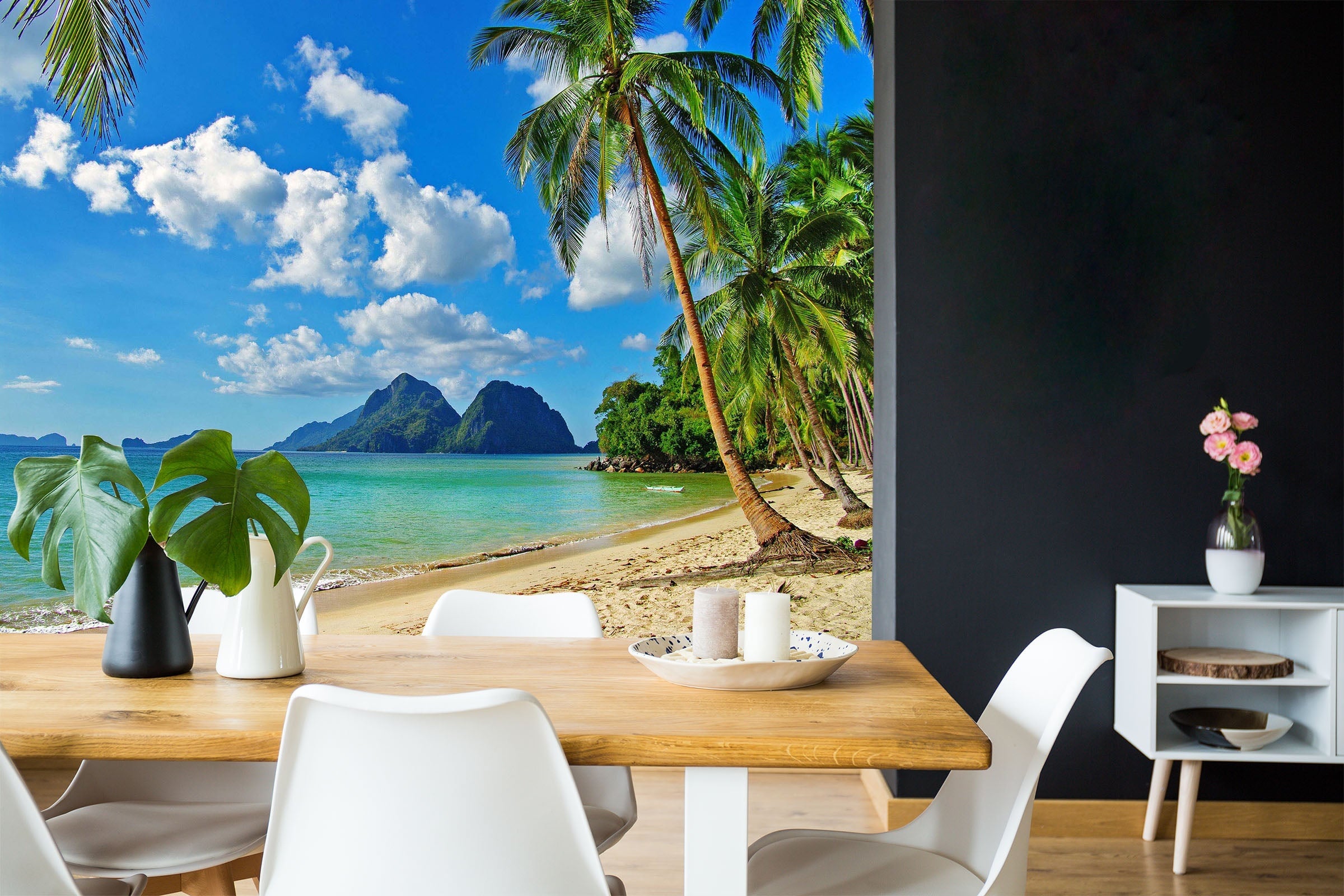 3D Coconut Tree Seaside Beach 028 Wall Murals Wallpaper AJ Wallpaper 2