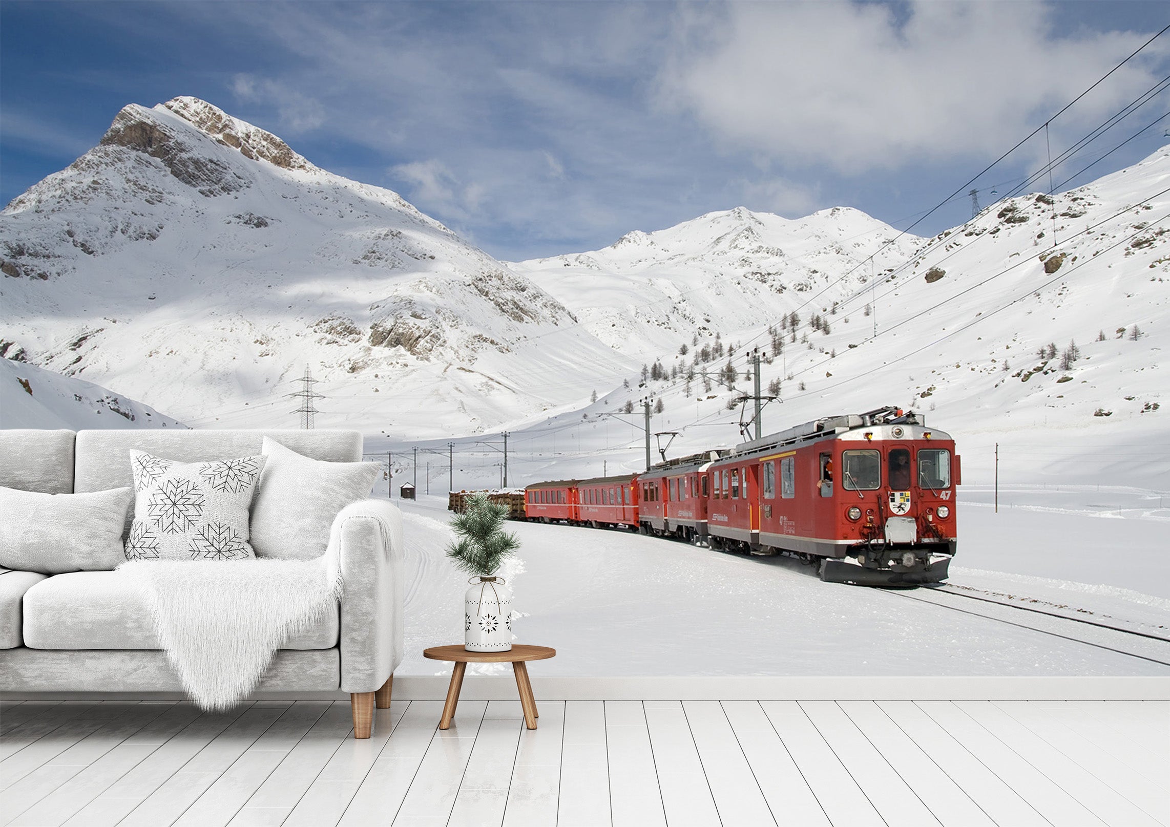 3D White Snow Train 042 Vehicle Wall Murals