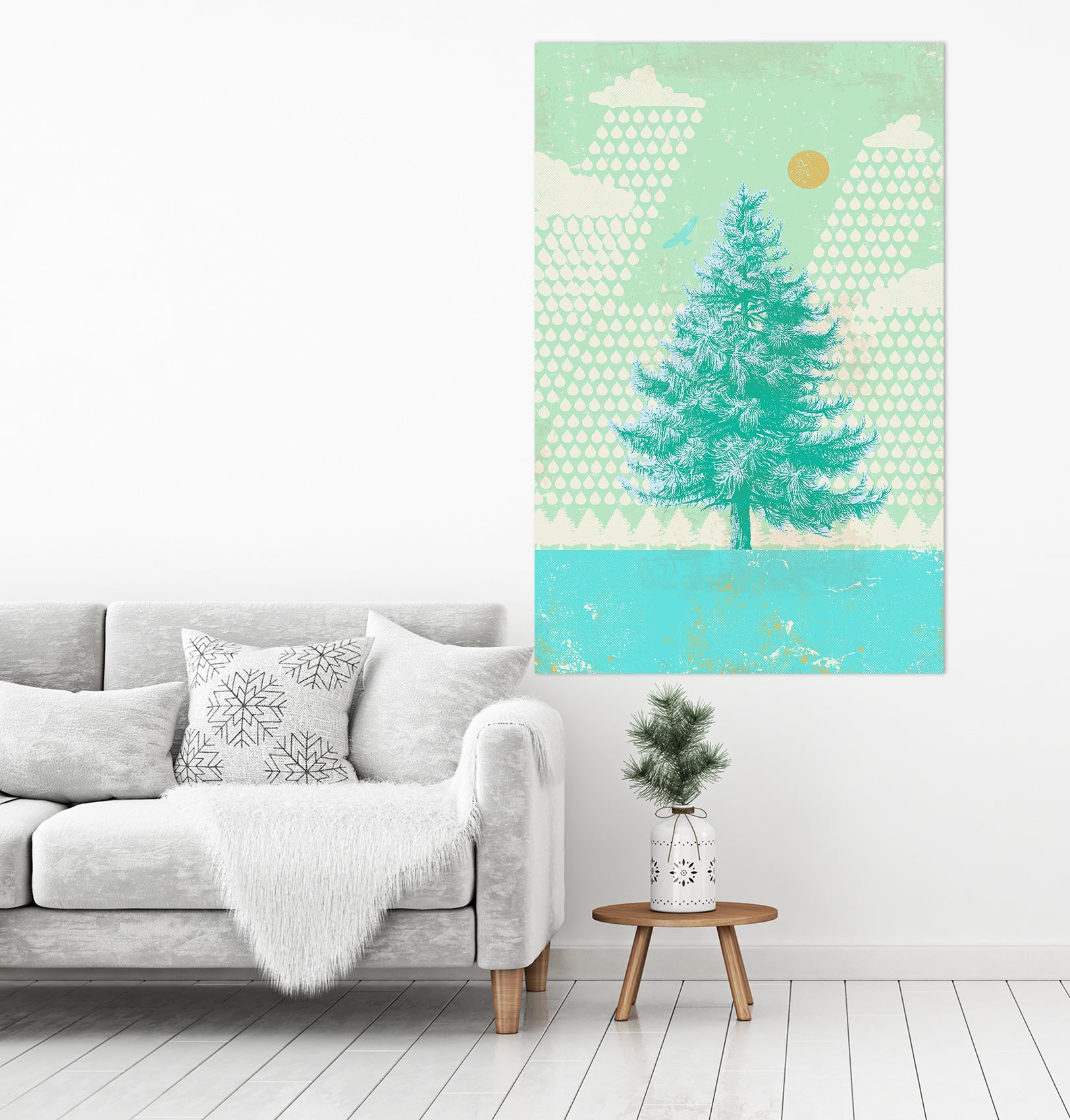 3D Blue Fir Tree 026 Showdeer Wall Sticker