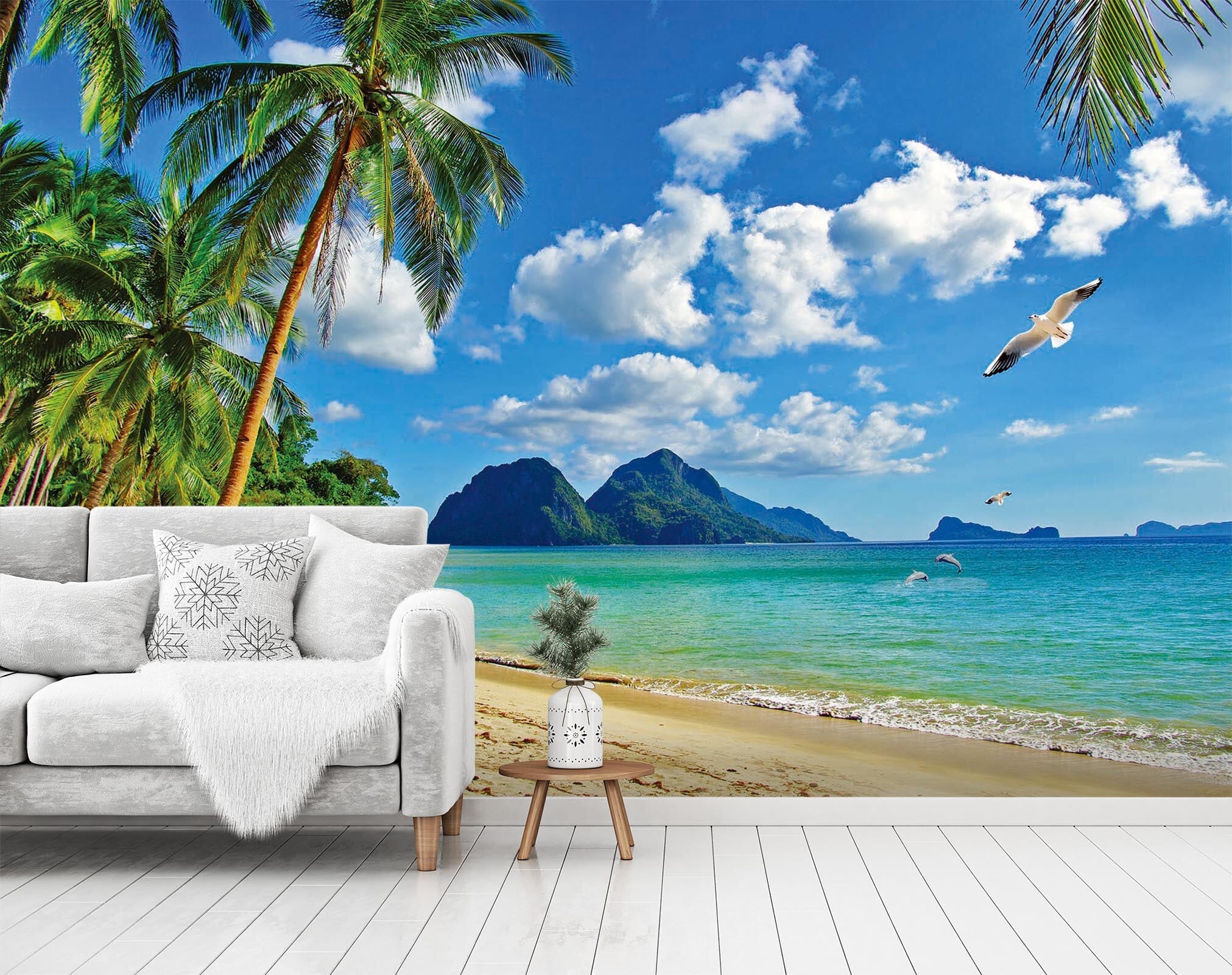 3D Seagull Beach 041 Wall Murals Wallpaper AJ Wallpaper 2