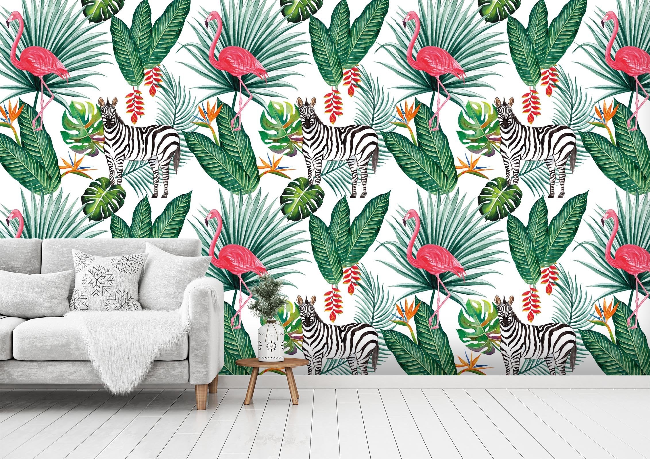 3D Flamingo Zebra 595 Wallpaper AJ Wallpaper