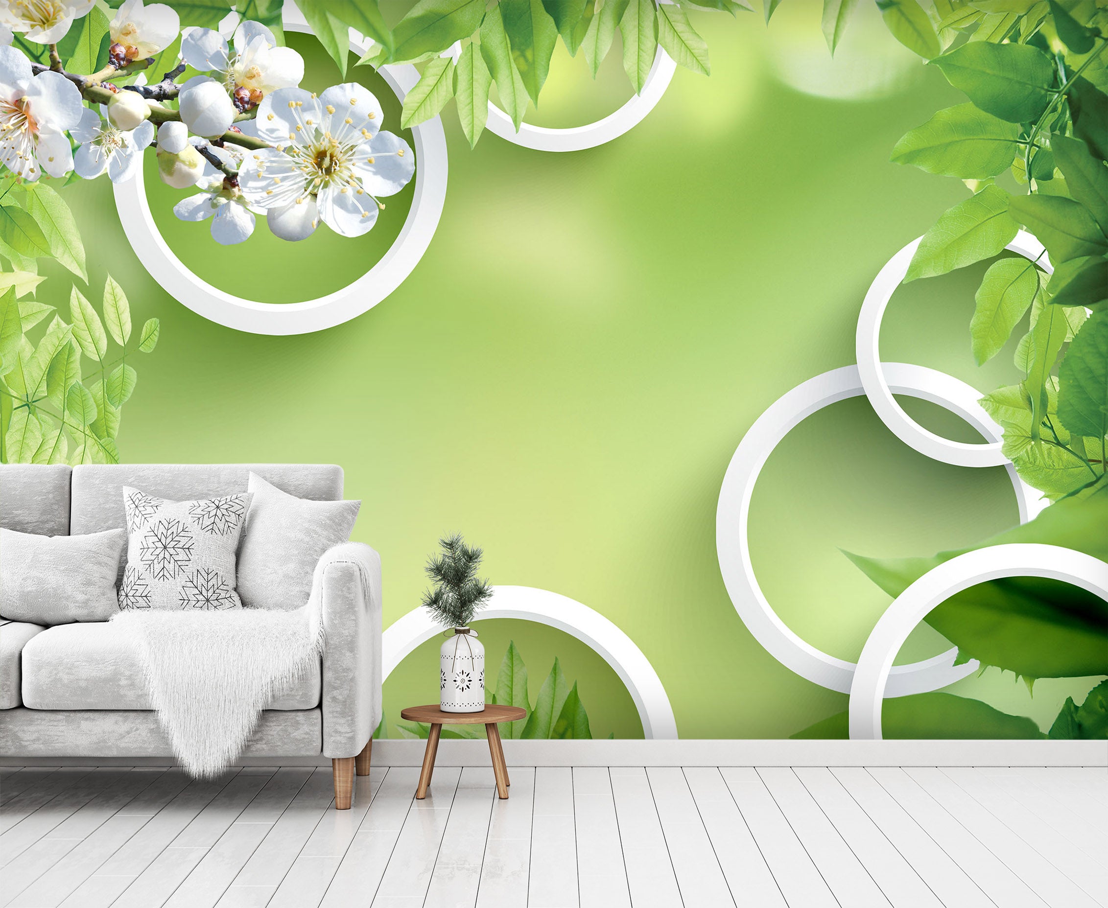 3D Green Leaf 1496 Wall Murals