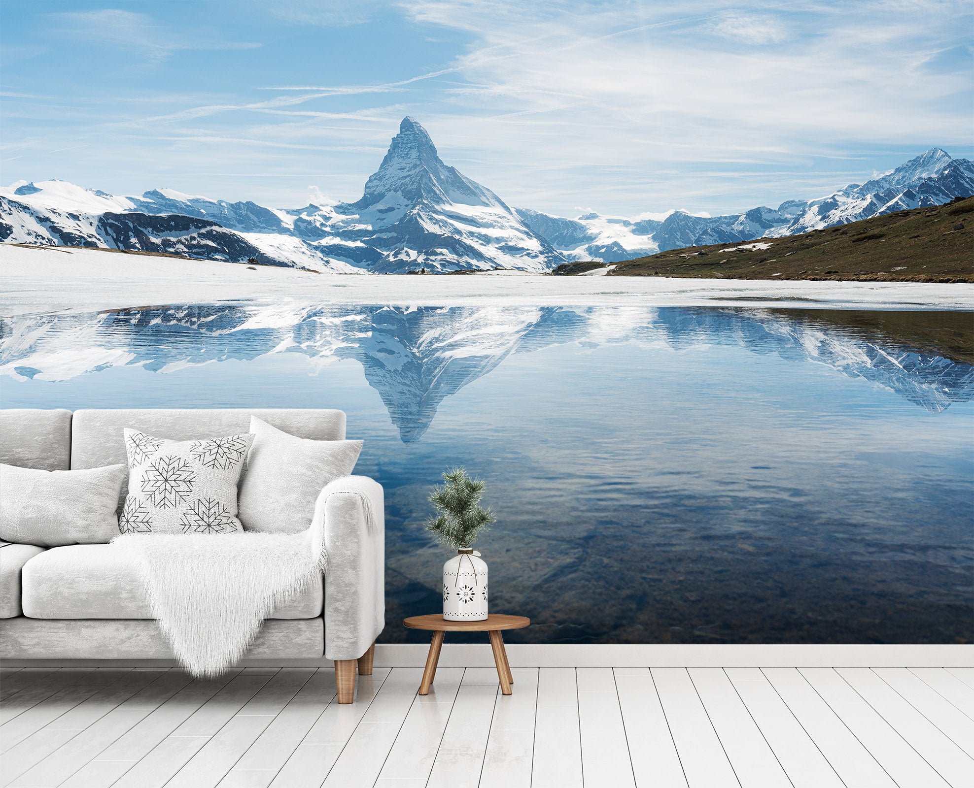 3D Snow Mountain Lake 39 Wall Murals