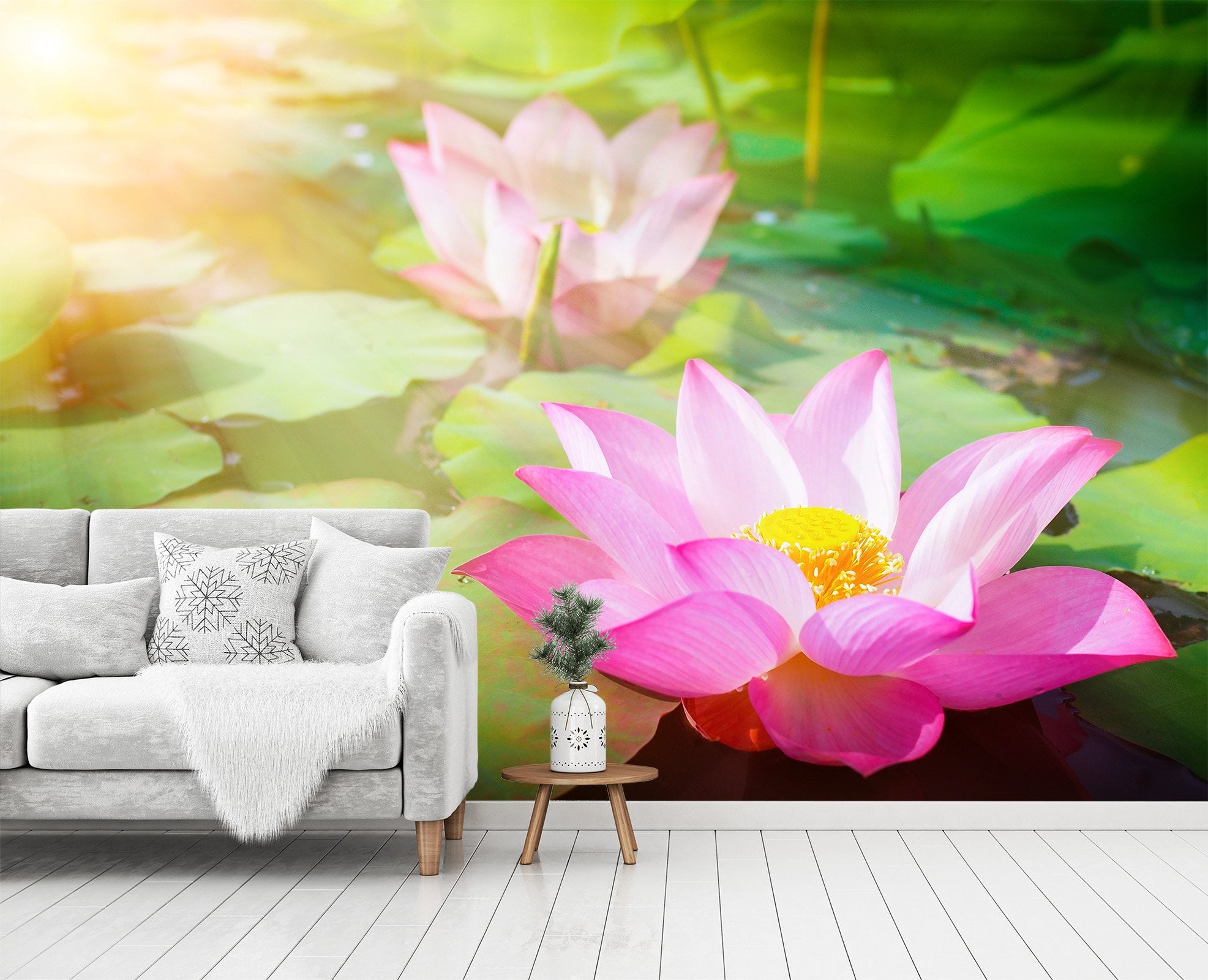 3D Beautiful Pink Lotus 32 Wall Murals Wallpaper AJ Wallpaper 2