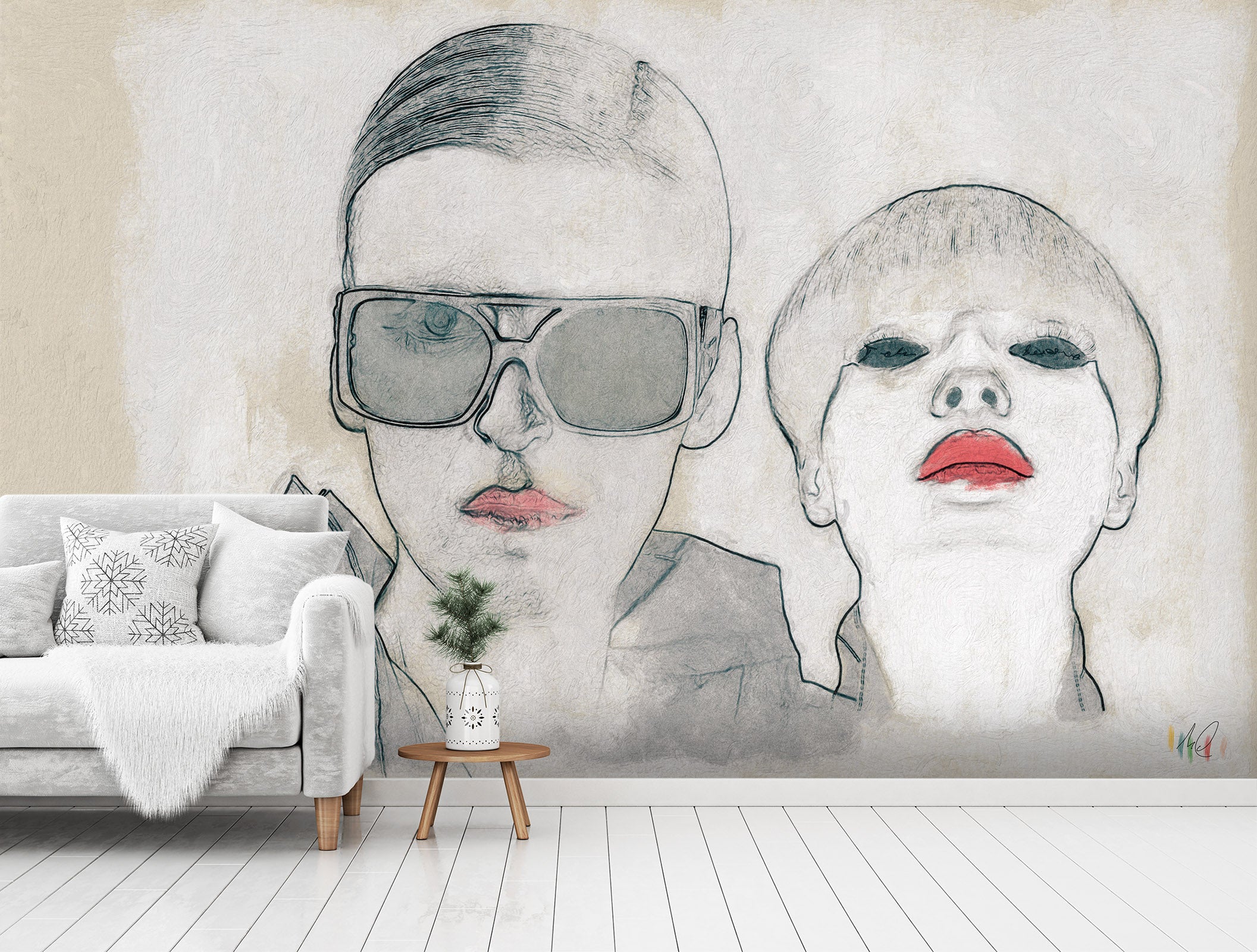 3D Glasses Red Lips 1414 Marco Cavazzana Wall Mural Wall Murals