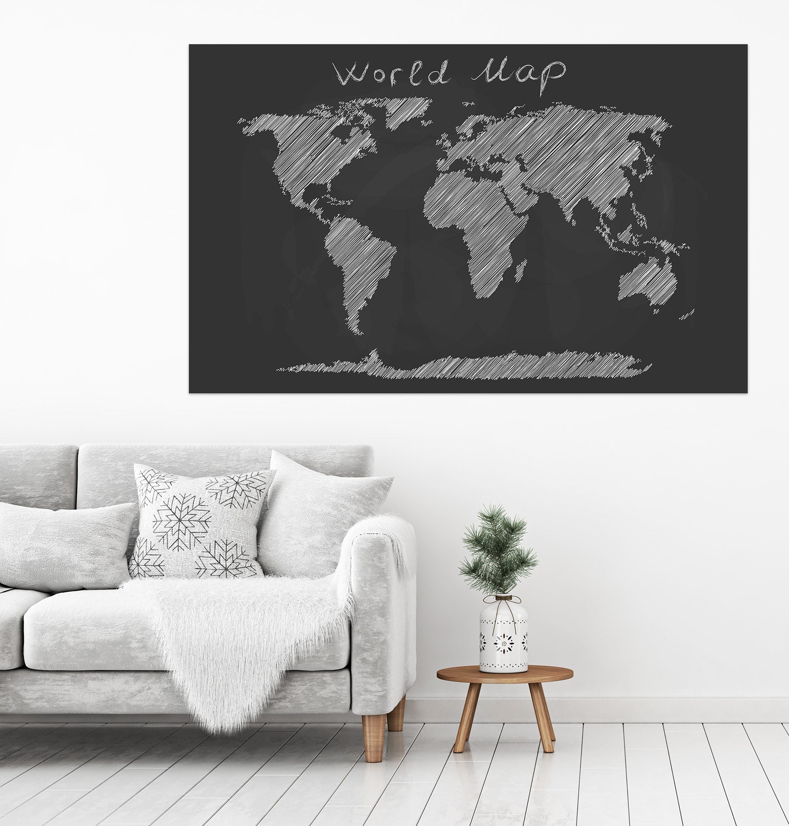 3D Black Painting 232 World Map Wall Sticker