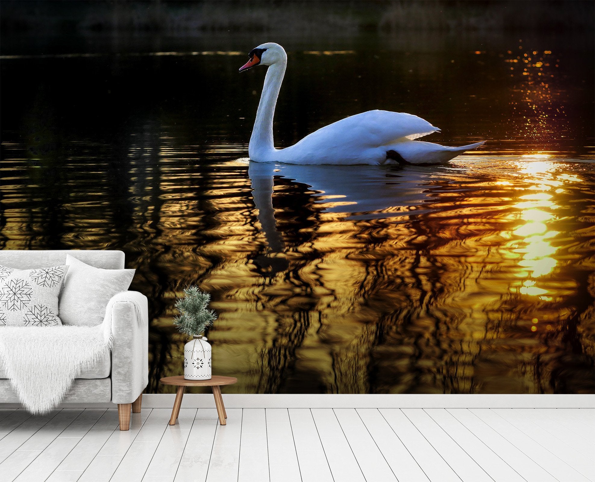 3D Swan Swimming 237 Wallpaper AJ Wallpaper