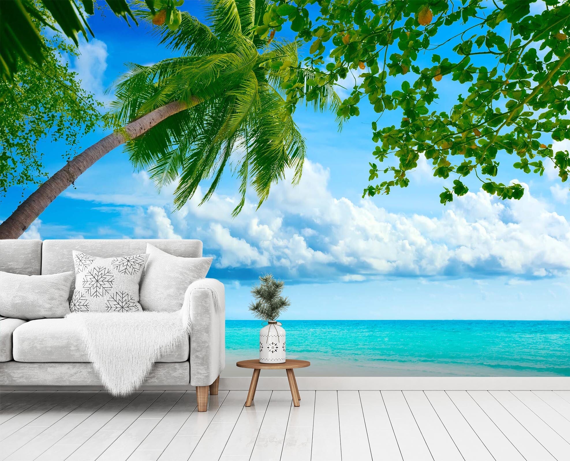 3D Seaside Coconut Tree 09 Wall Murals Wallpaper AJ Wallpaper 2