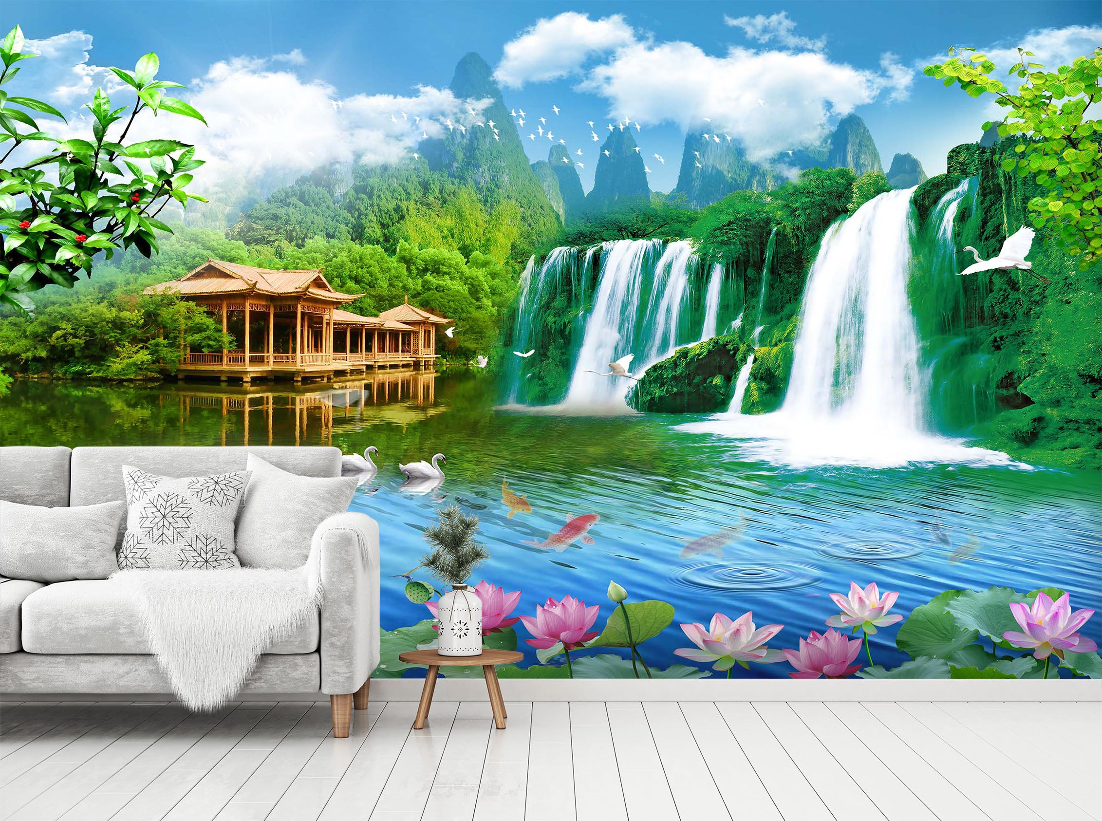 3D Running Water1424 Wall Murals