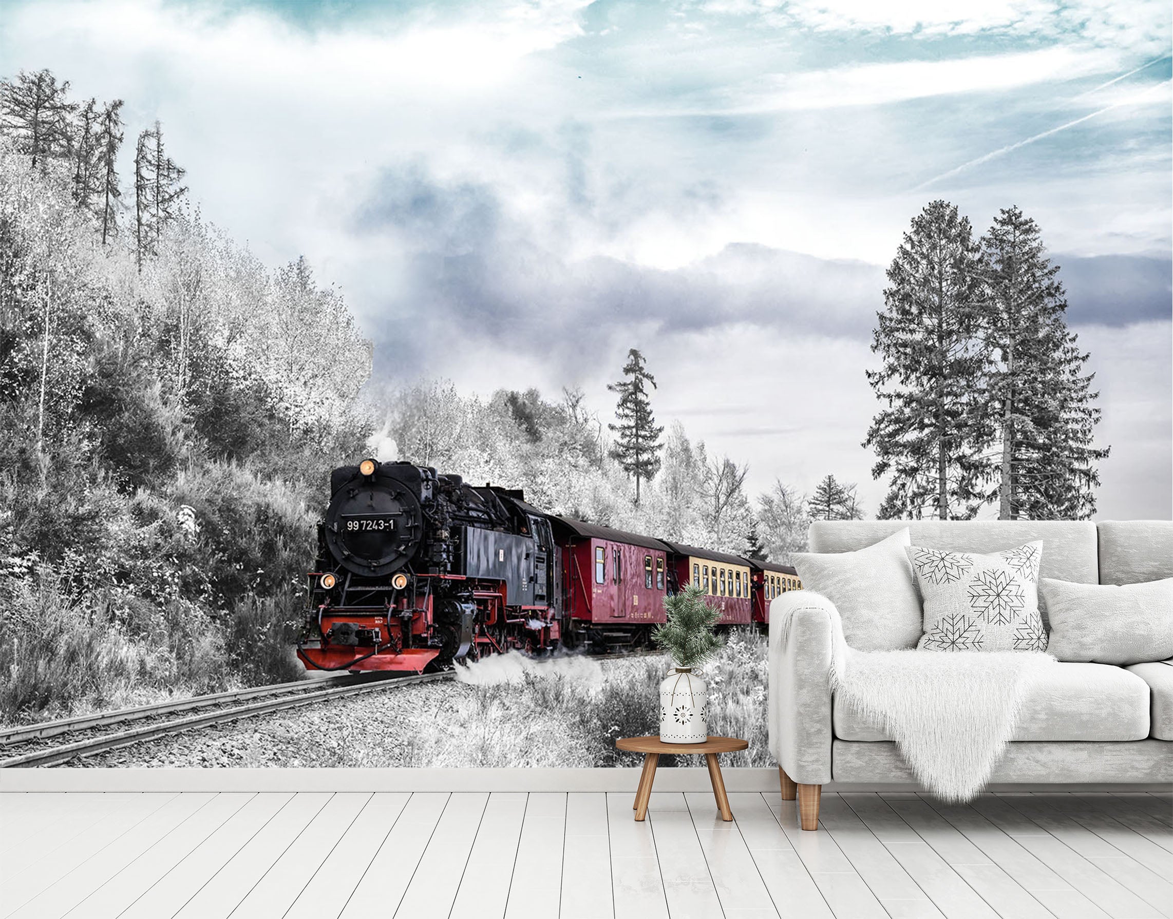 3D Woods Train 063 Vehicle Wall Murals