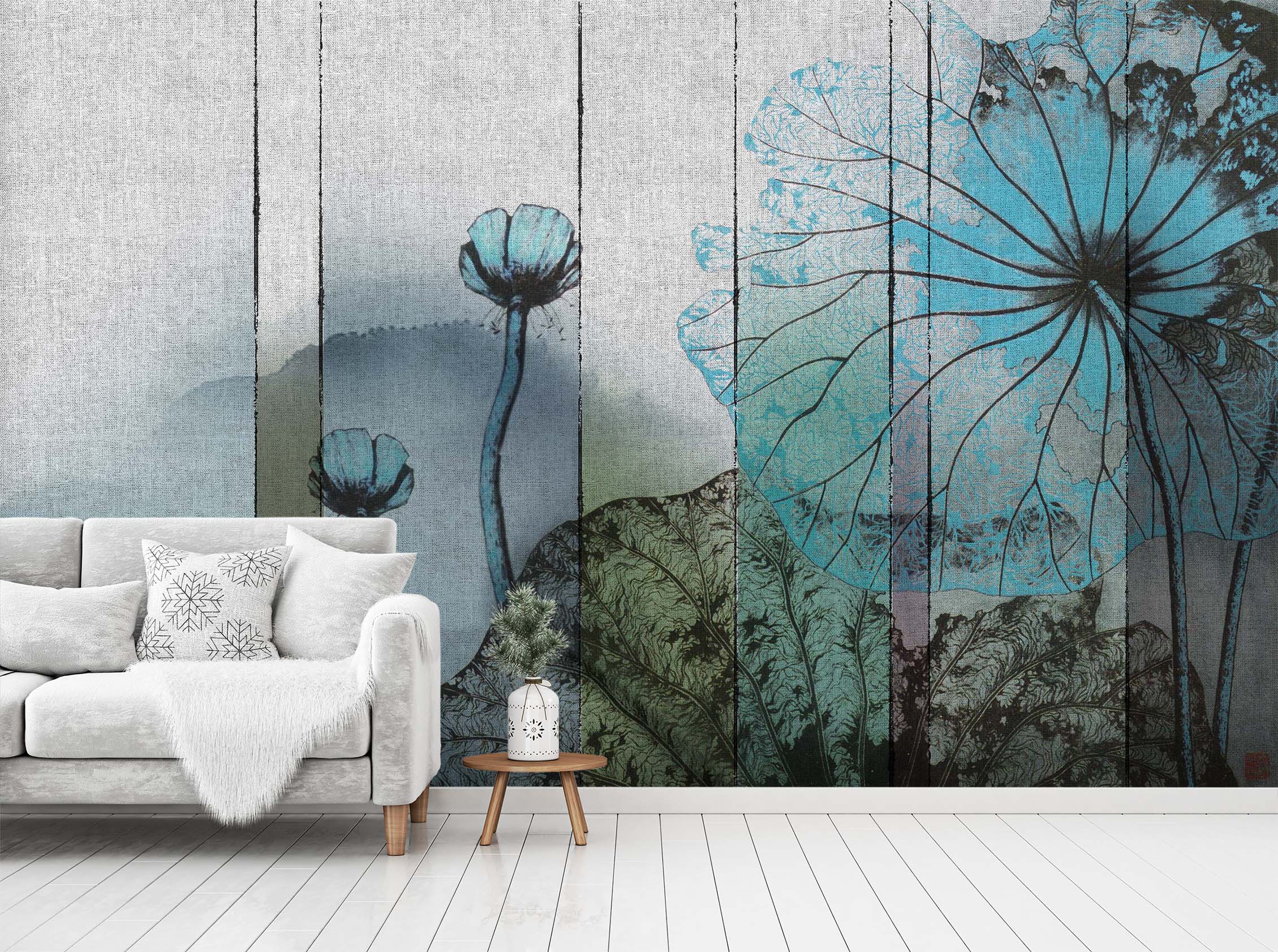 3D Ink Painting Lotus 1510 Wall Murals
