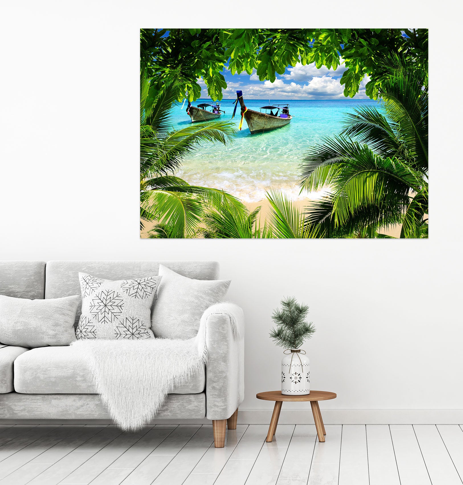 3D Wood Boat Sea 1060 Wall Sticker