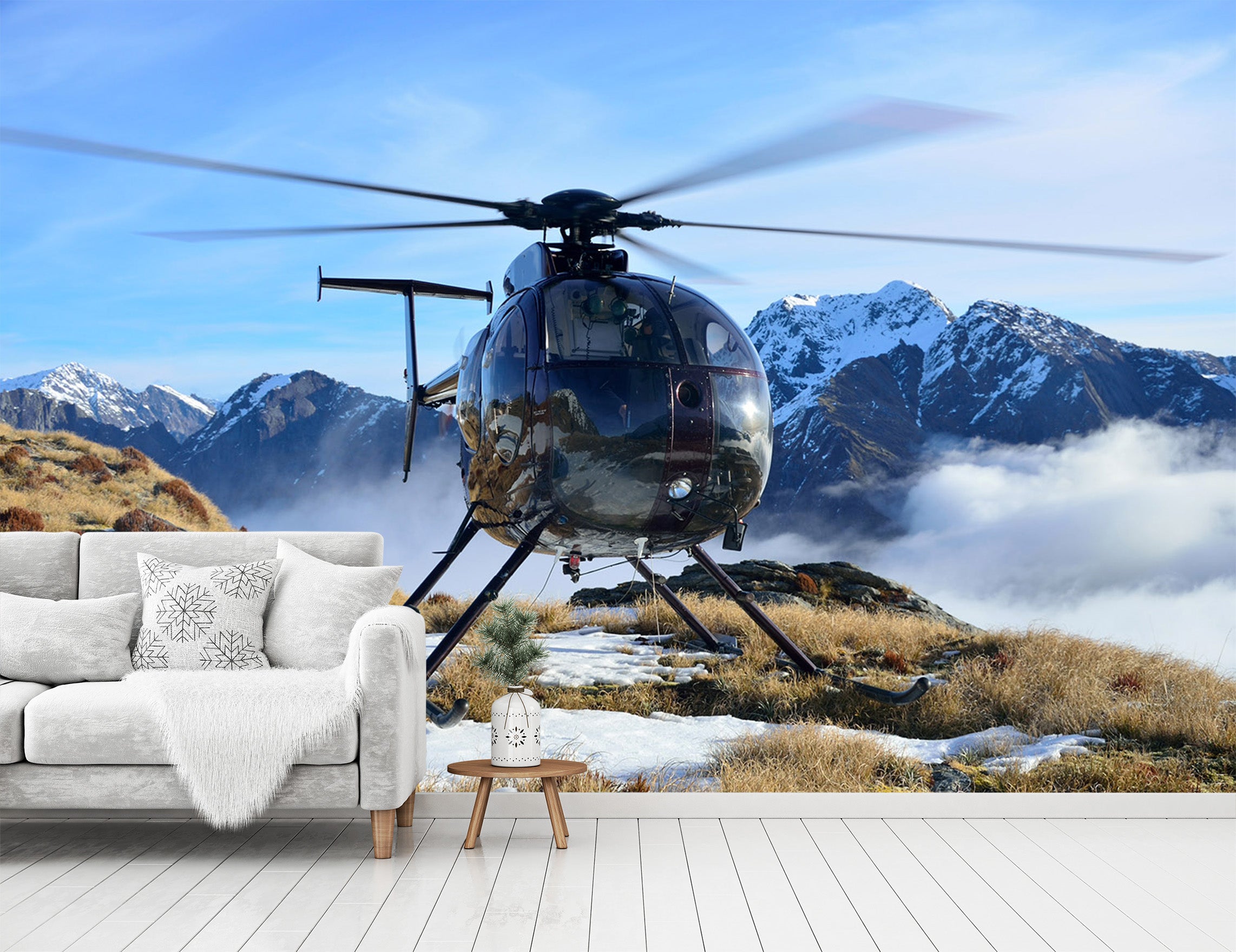 3D Snow Mountain Plane 012 Vehicle Wall Murals