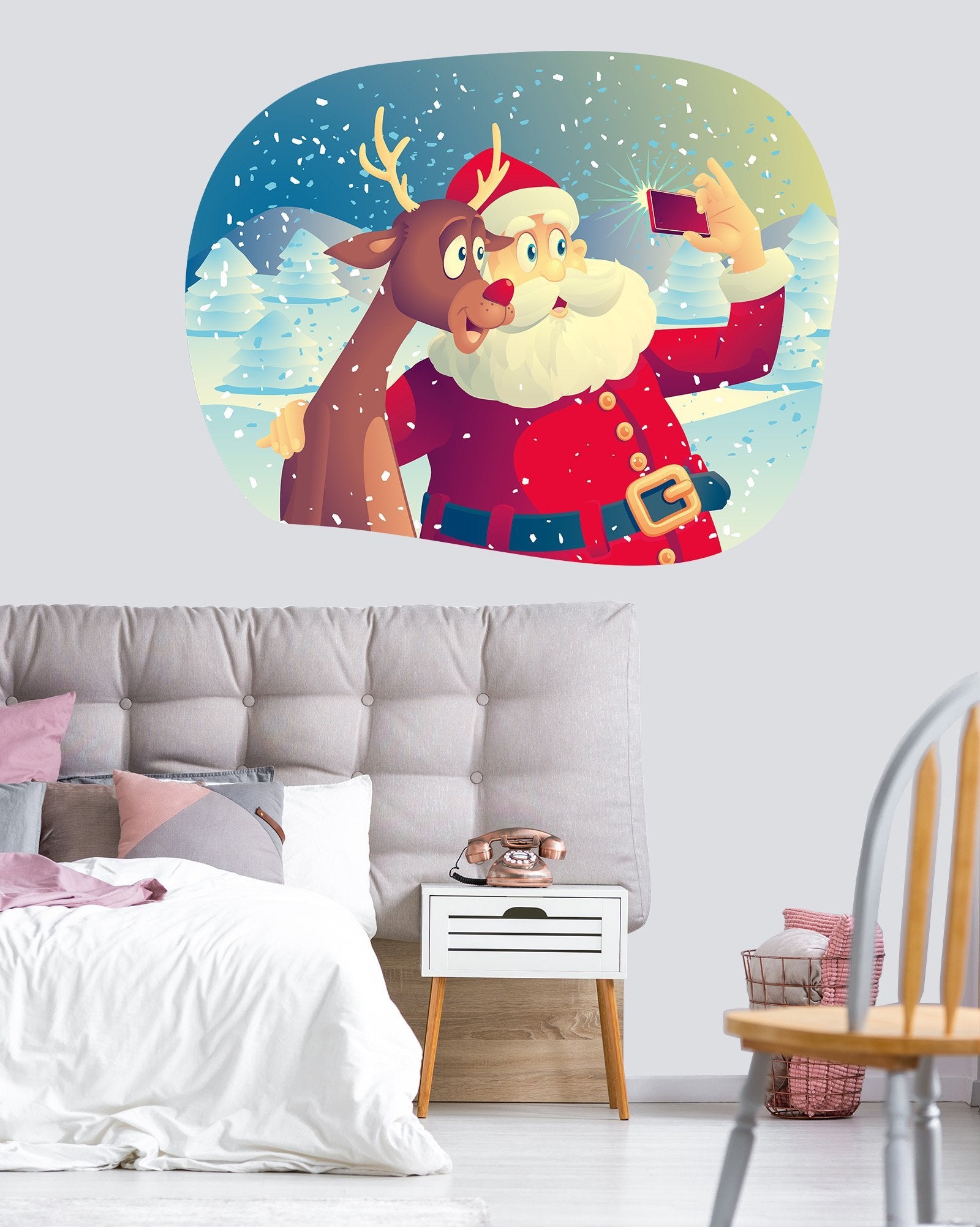 3D Santa Claus Taking Pictures 25 Wall Stickers Wallpaper AJ Wallpaper