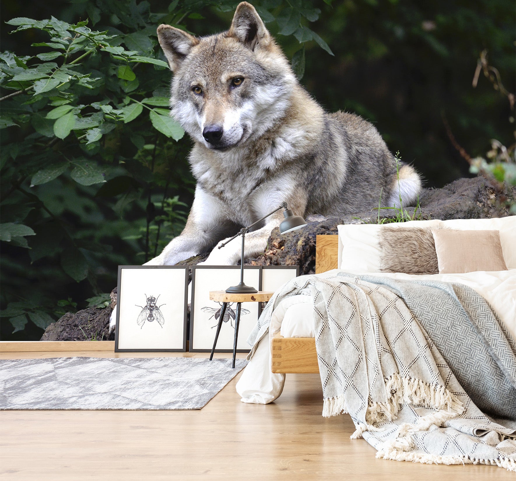 3D Wolf Stone 275 Wall Murals