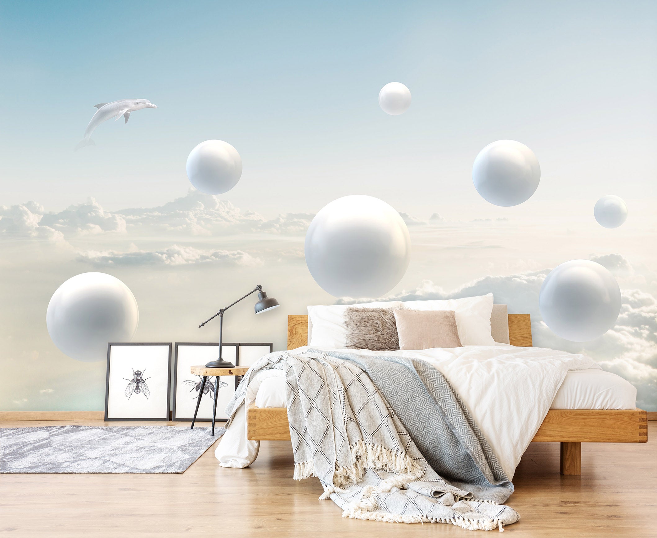 3D White Balloon 1540 Wall Murals