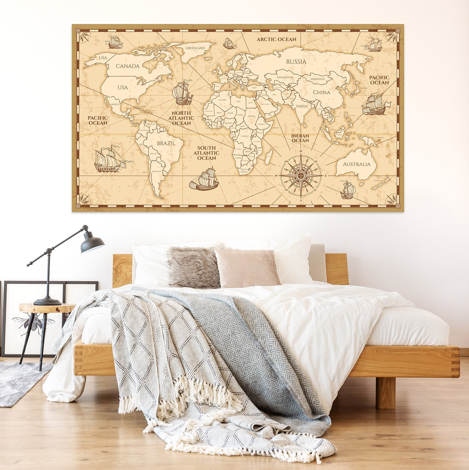 3D Sea Ship 288 World Map Wall Sticker