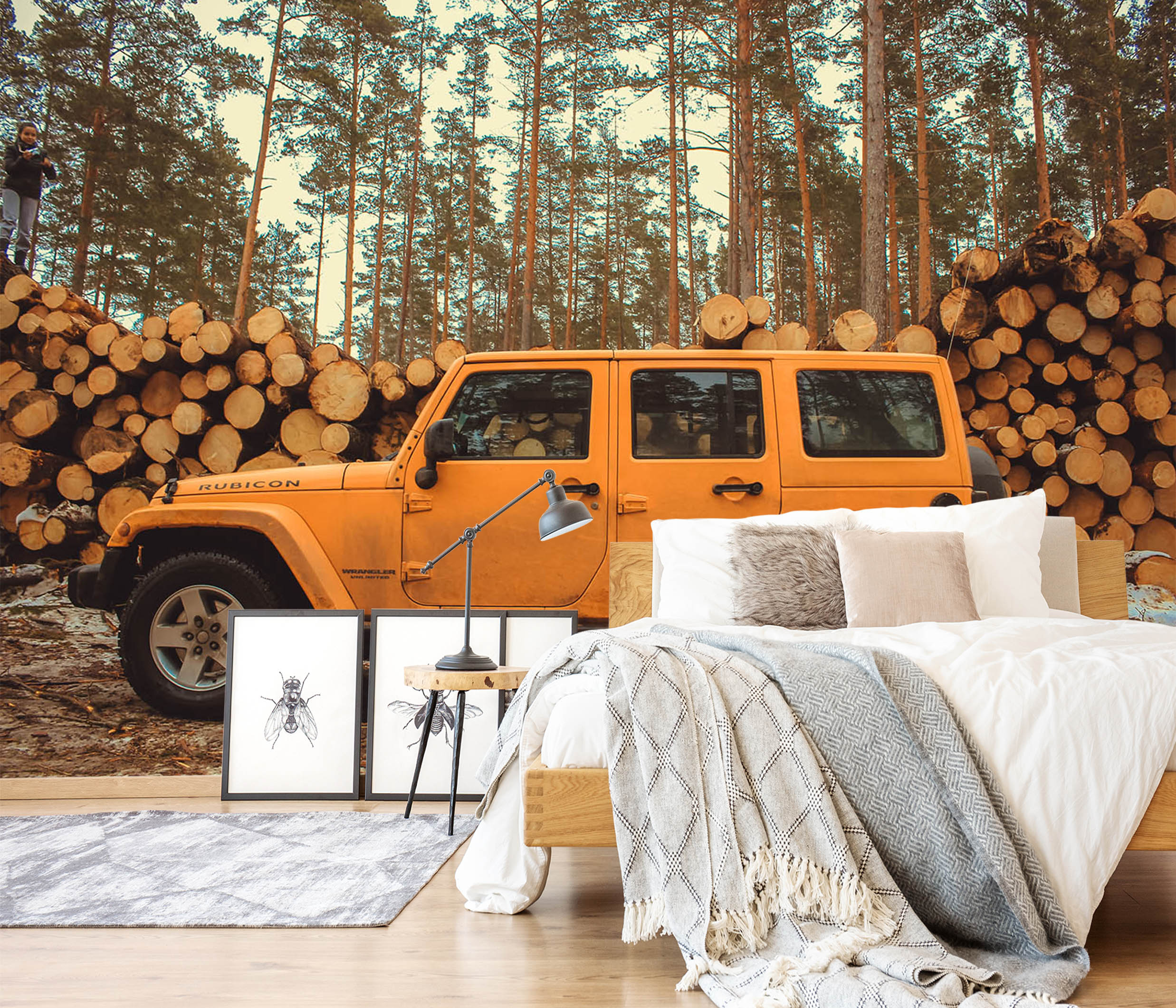 3D Wood Cross Country 346 Vehicle Wall Murals
