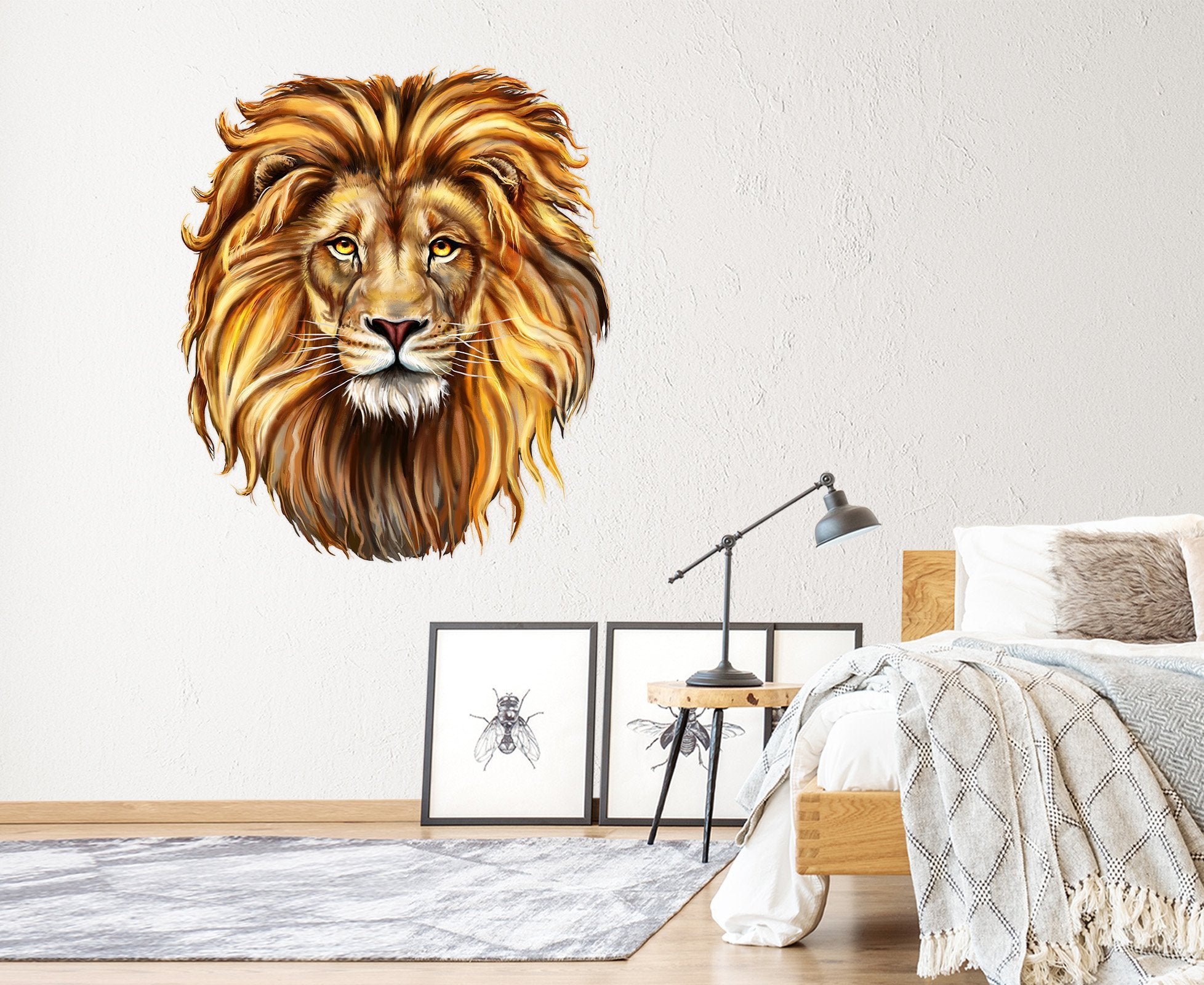 3D Lion Head 005 Animals Wall Stickers Wallpaper AJ Wallpaper