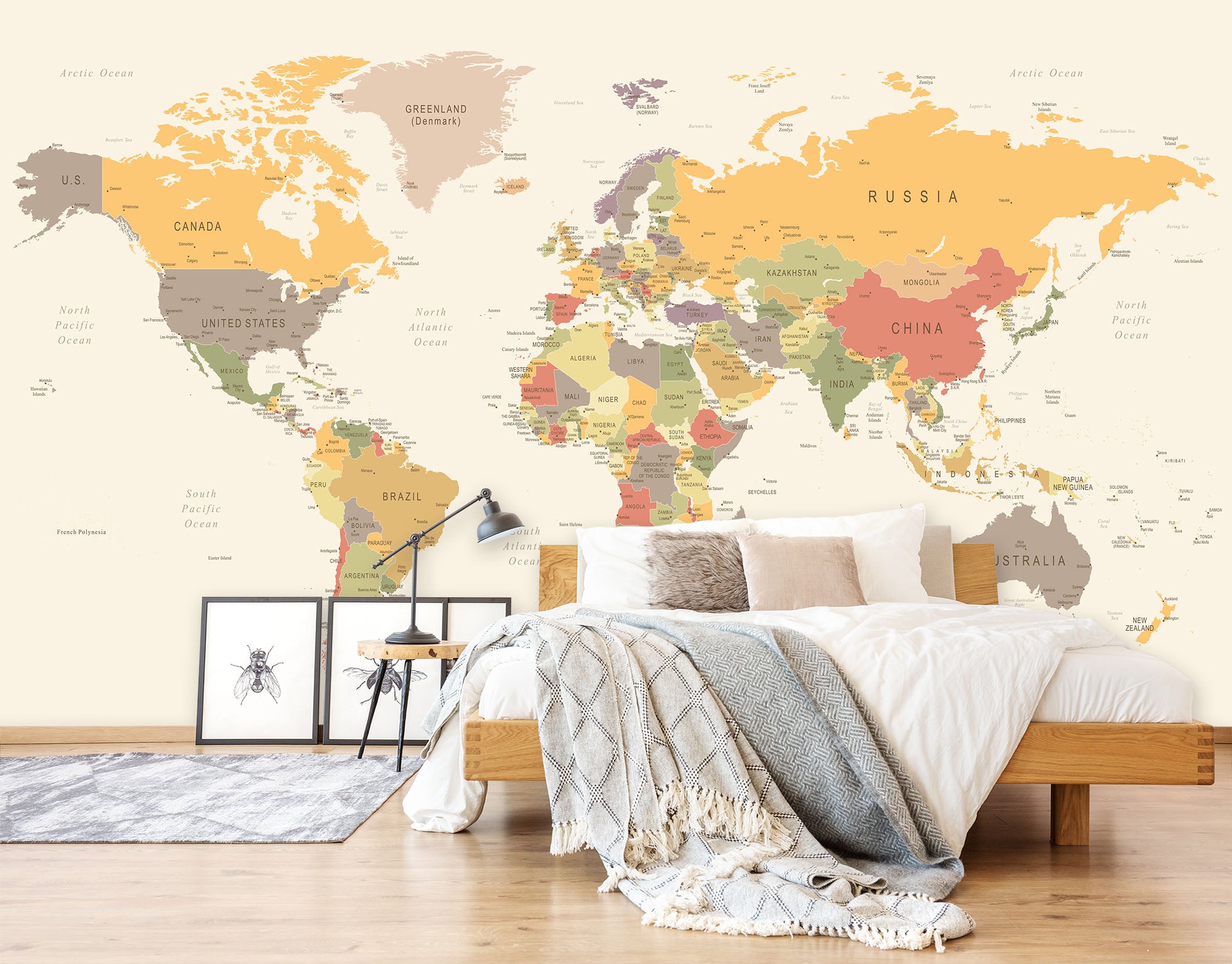 3D Yellow World Map 1127 Wall Murals