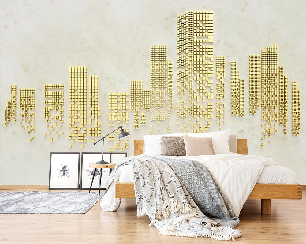 3D Yellow Square Building WC583 Wall Murals