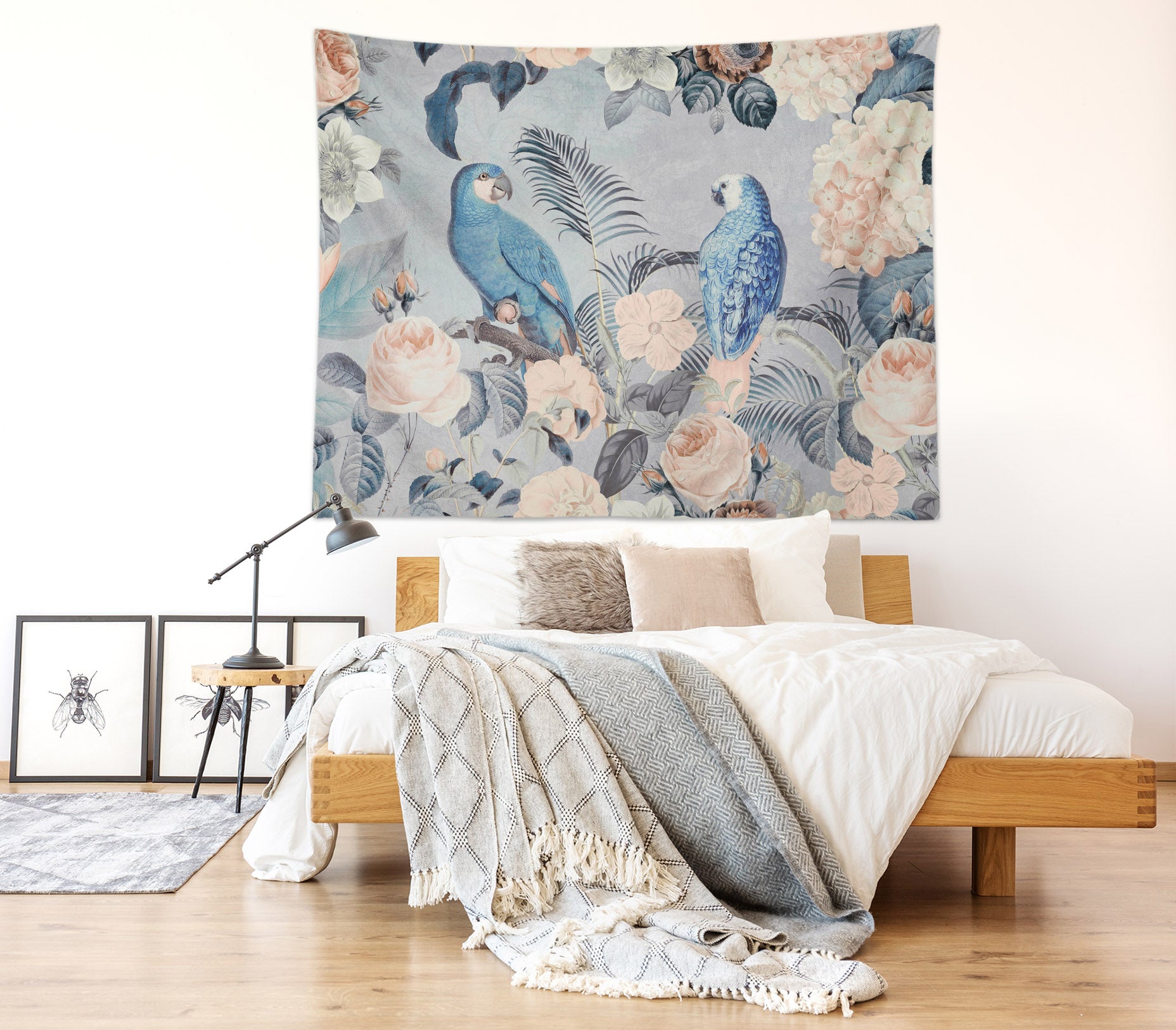 3D Blue Parrot Flowers 11858 Andrea haase Tapestry Hanging Cloth Hang