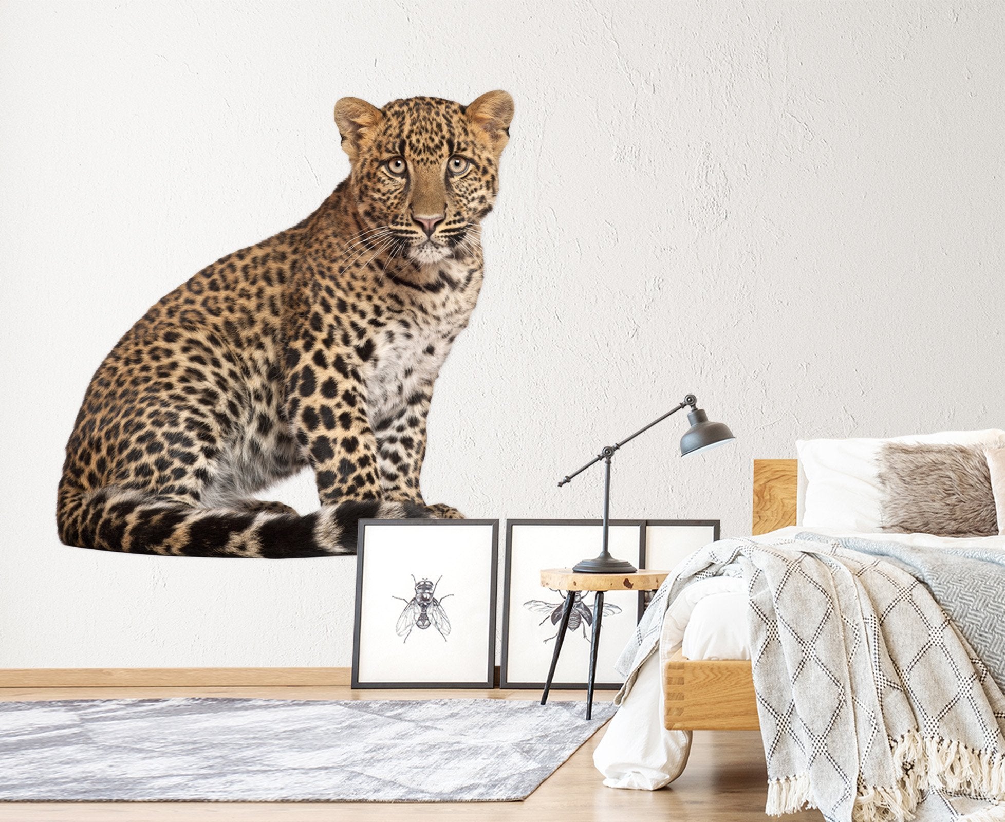 3D Sitting Leopard 163 Animals Wall Stickers Wallpaper AJ Wallpaper
