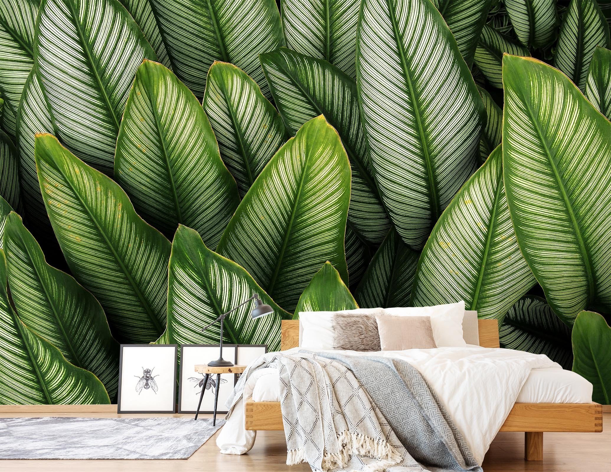 3D Green Leaf Plant Wall 154 Wallpaper AJ Wallpaper 2