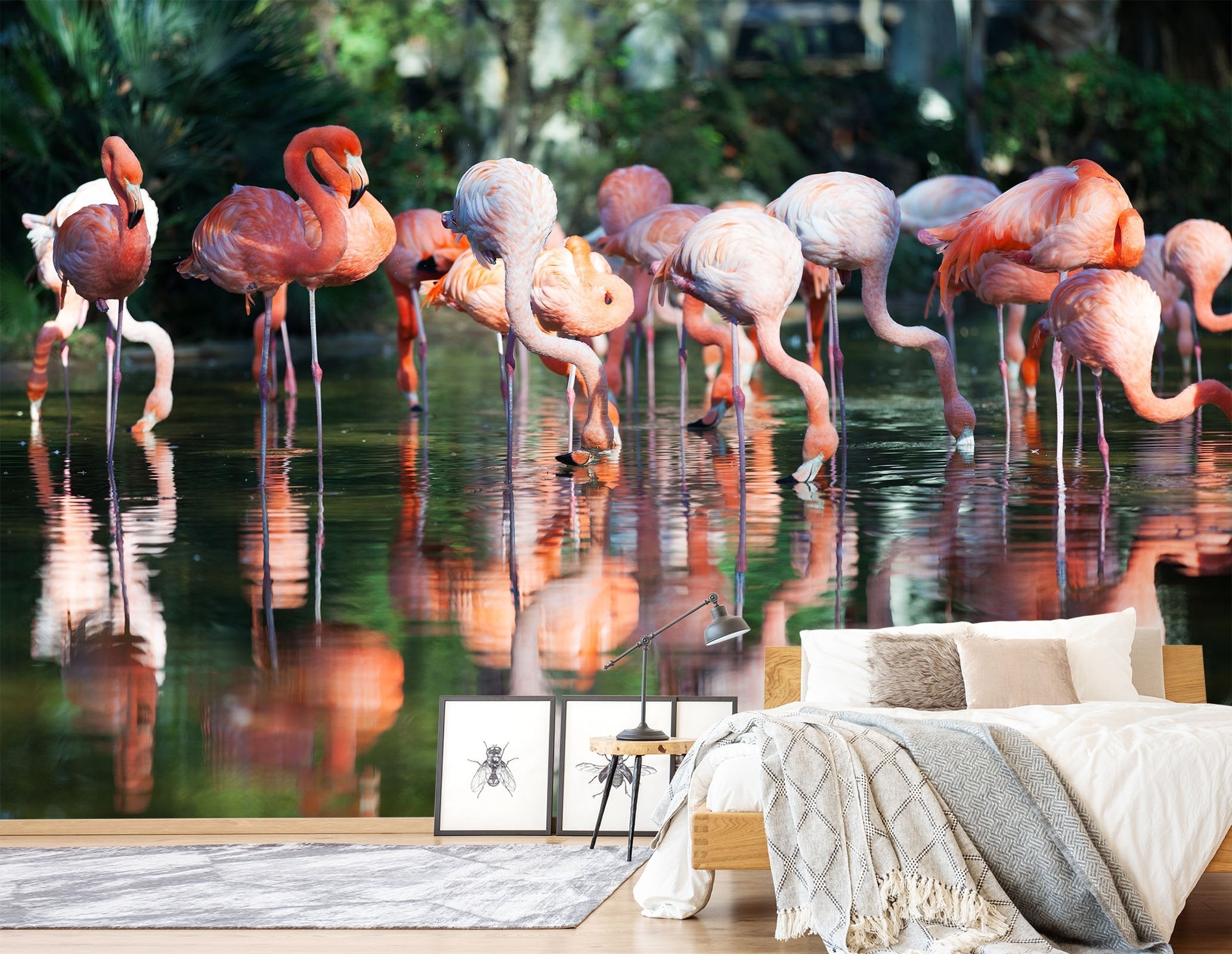 3D Flamingo Splashing 656 Wallpaper AJ Wallpaper