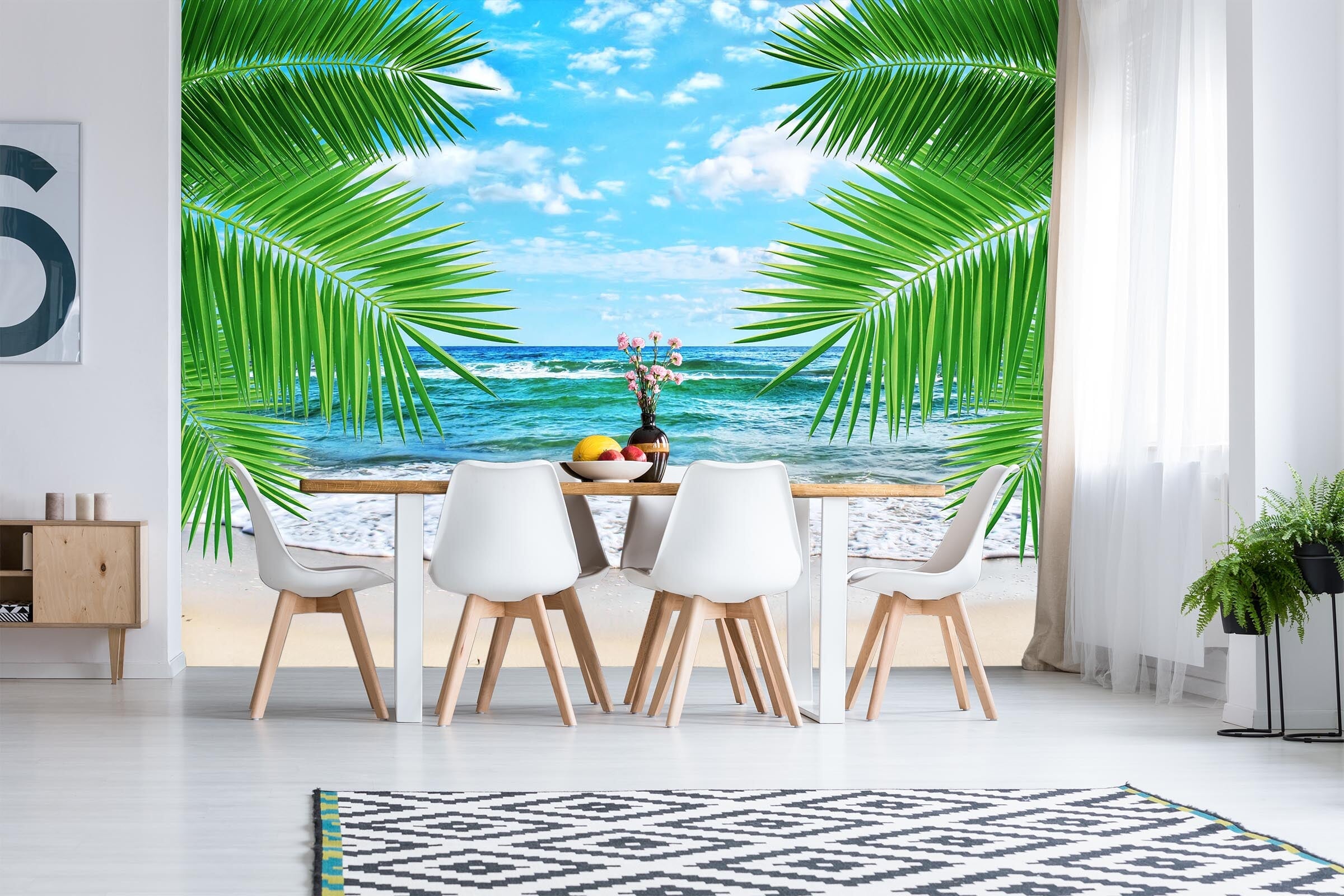 3D Sea Beach Coconut Tree 025 Wall Murals Wallpaper AJ Wallpaper 2