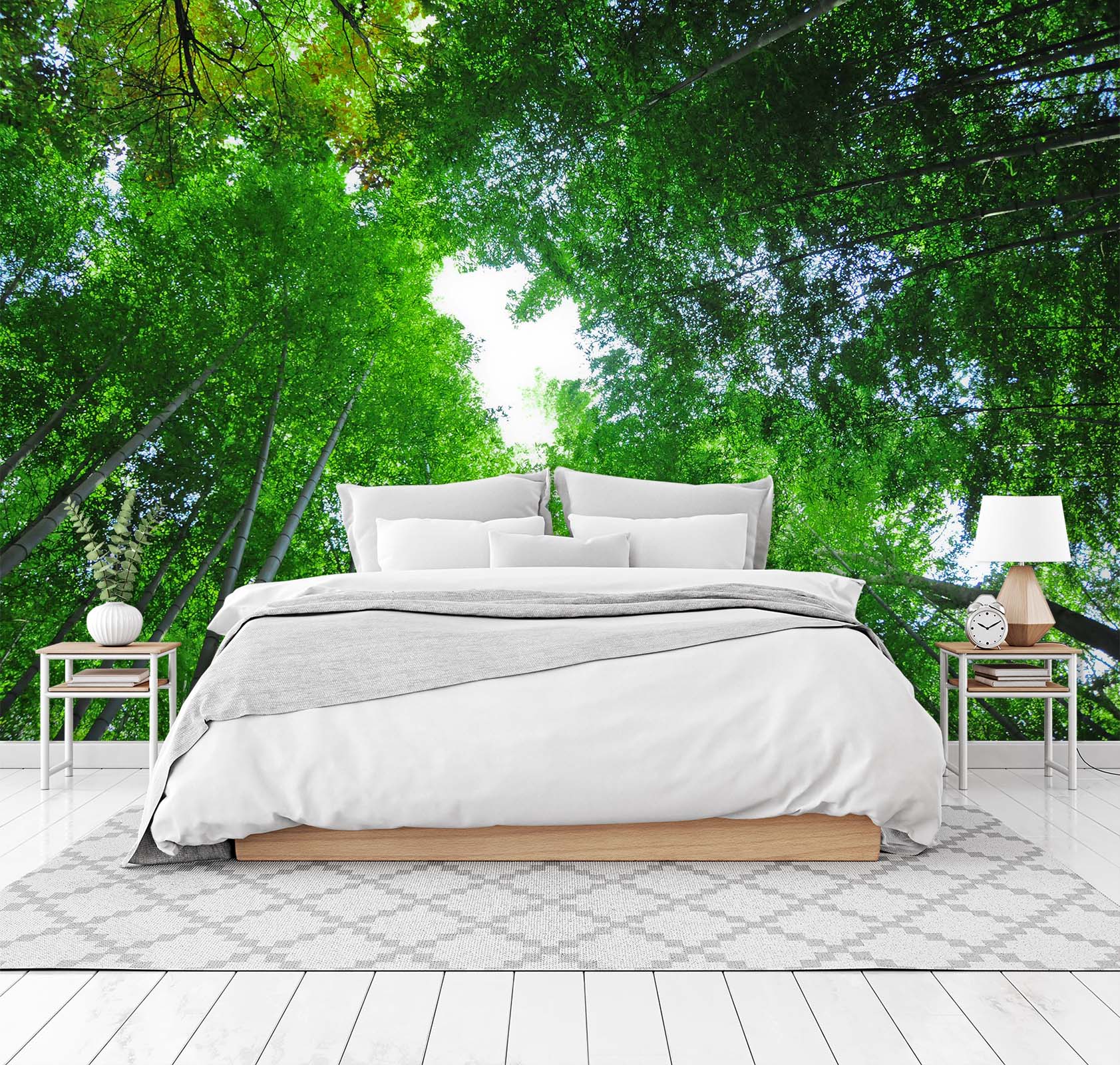 3D Forest White Clouds 058 Wall Murals