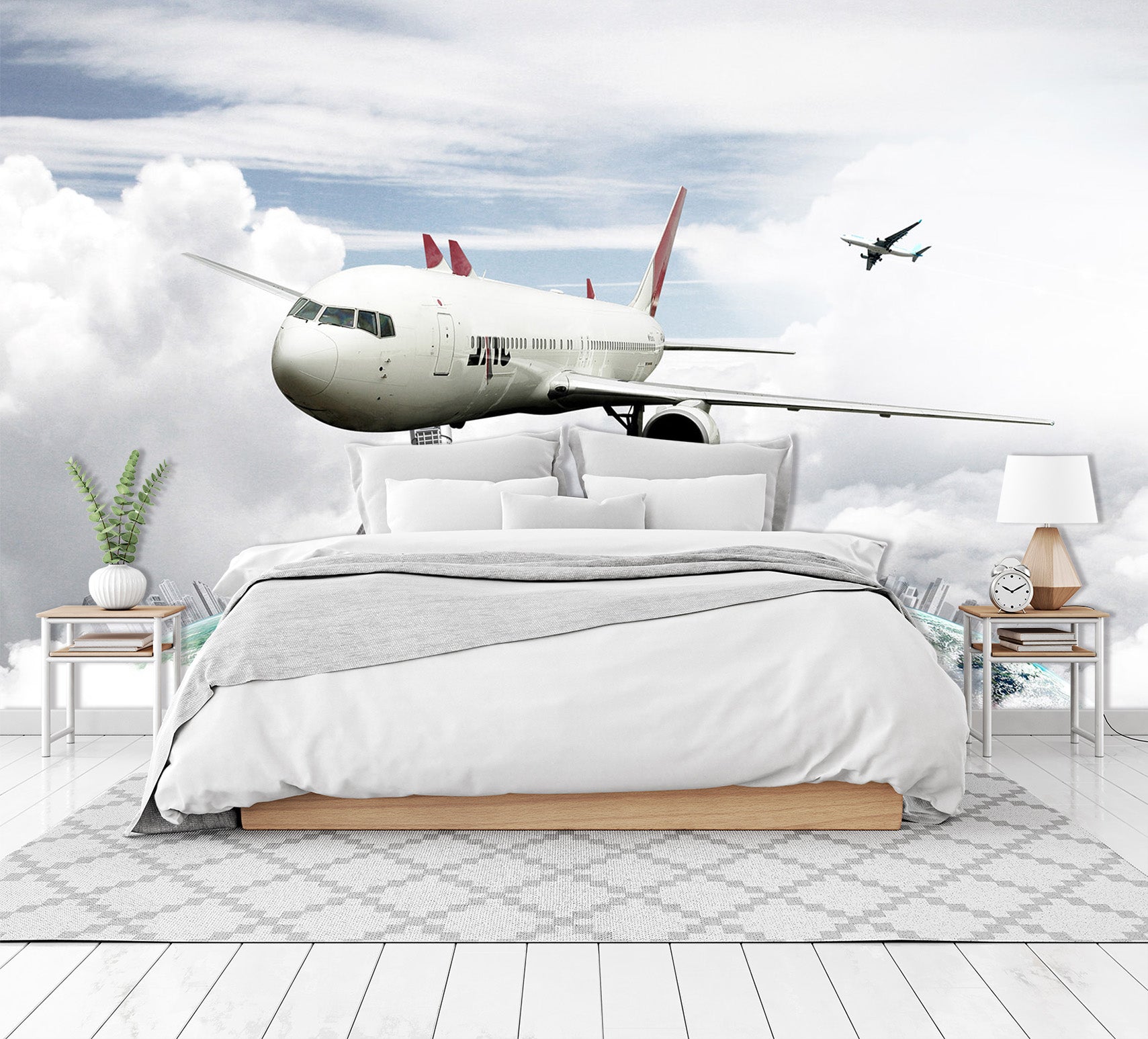 3D Earth Cloud Plane 280 Vehicle Wall Murals