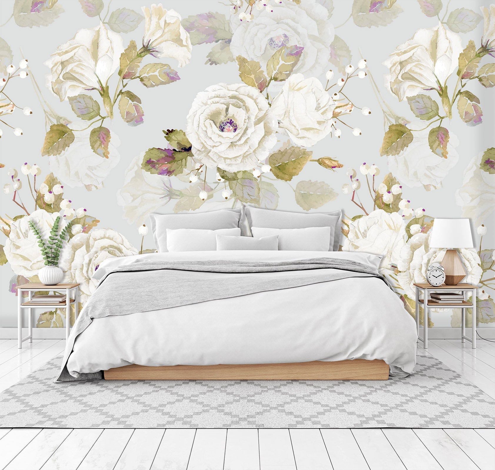 3D White Peony 128 Wall Murals Wallpaper AJ Wallpaper 2