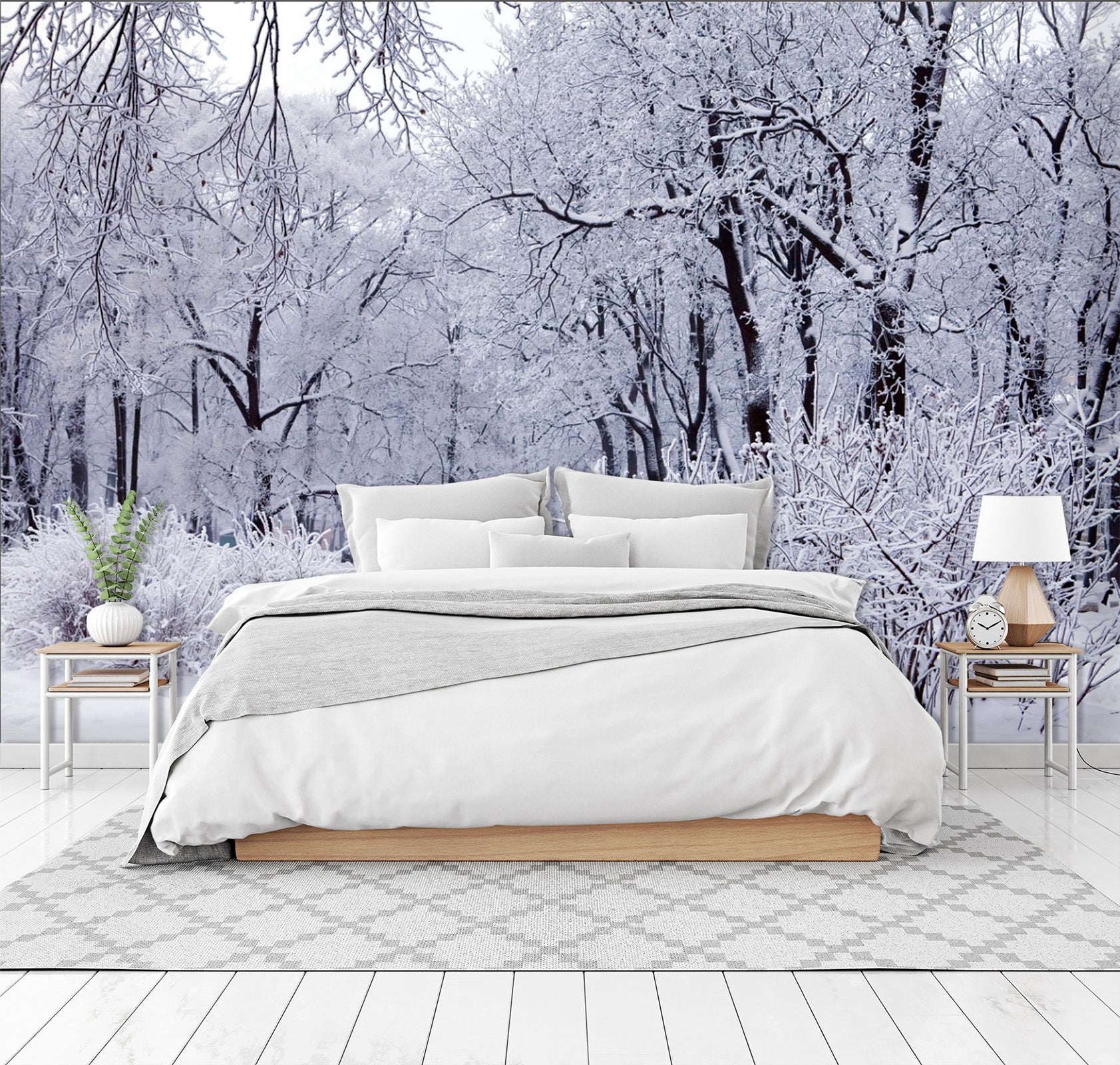 3D White Woods 1646 Wall Murals