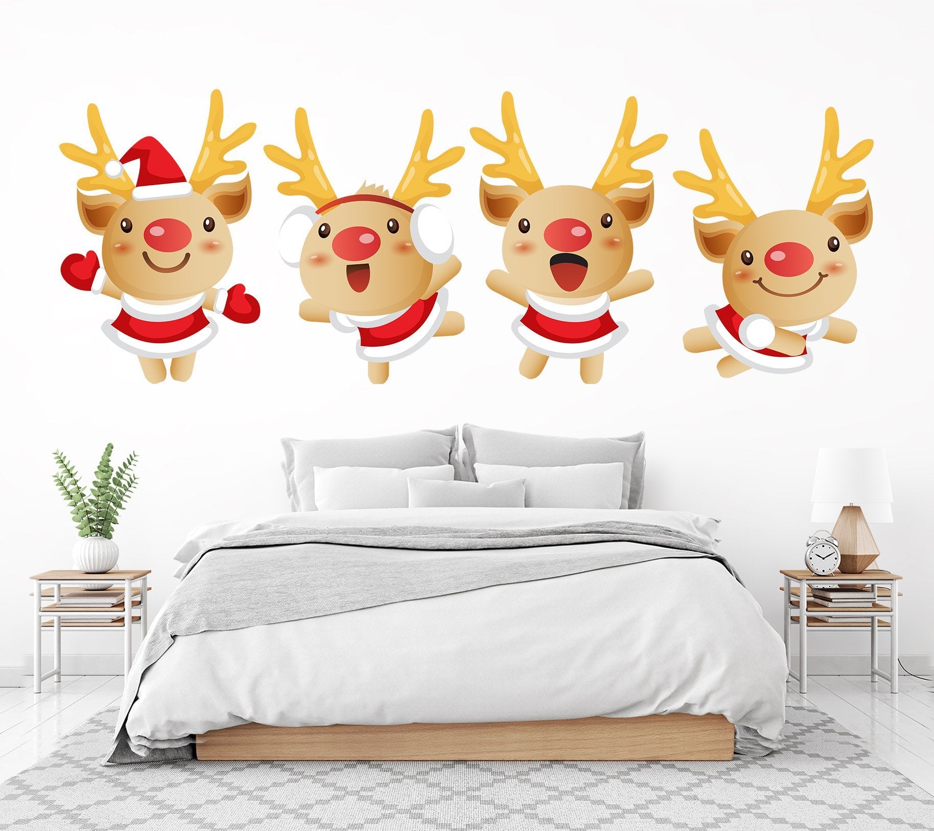 3D Cute Red Nose Deer 45 Wall Stickers Wallpaper AJ Wallpaper