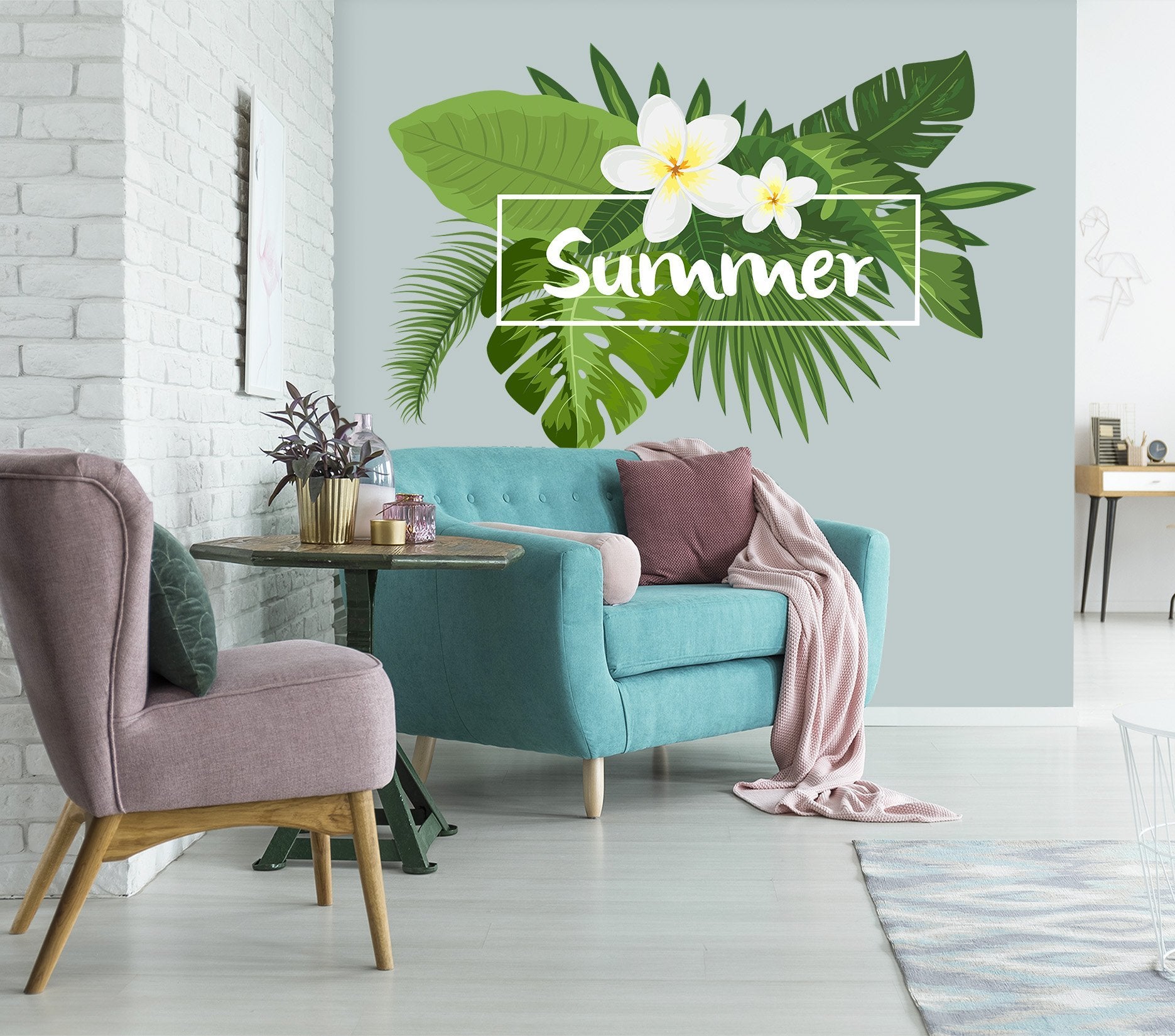 3D Big Leaf Flower 020 Wall Stickers Wallpaper AJ Wallpaper