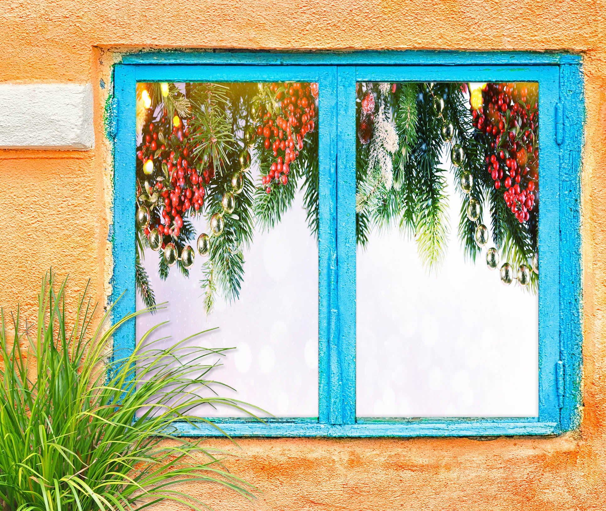 3D Branches 31049 Christmas Window Film Print Sticker Cling Stained Glass Xmas