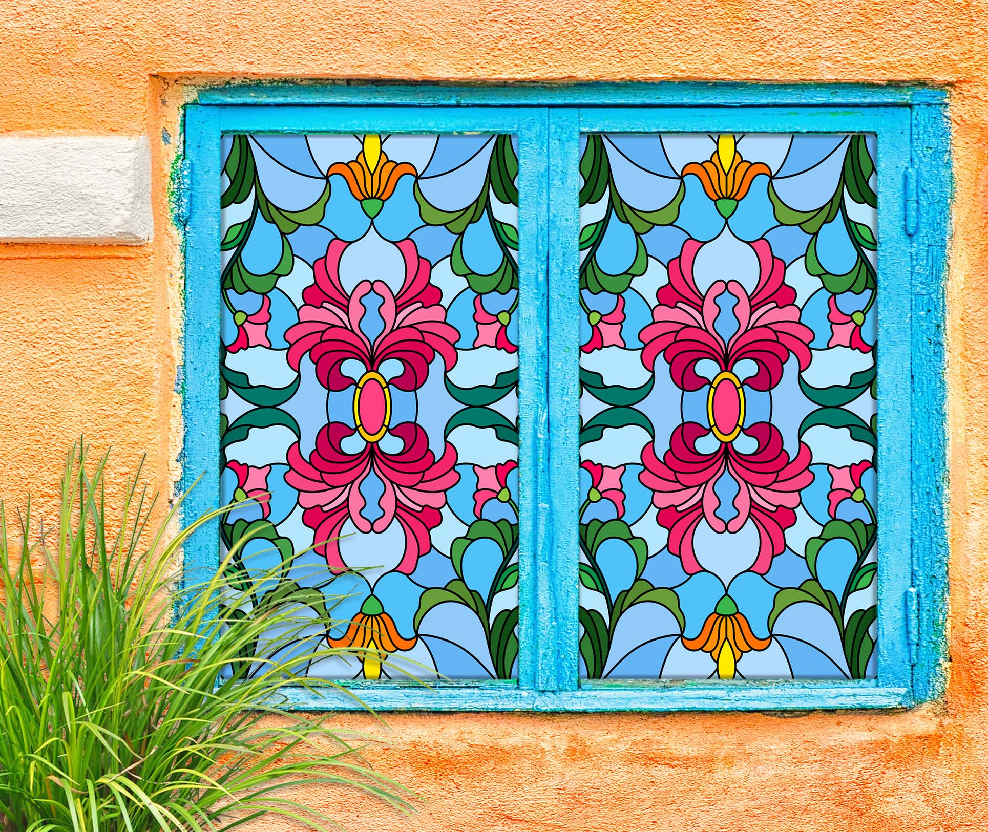 3D Red Flower 077 Window Film Print Sticker Cling Stained Glass UV Block