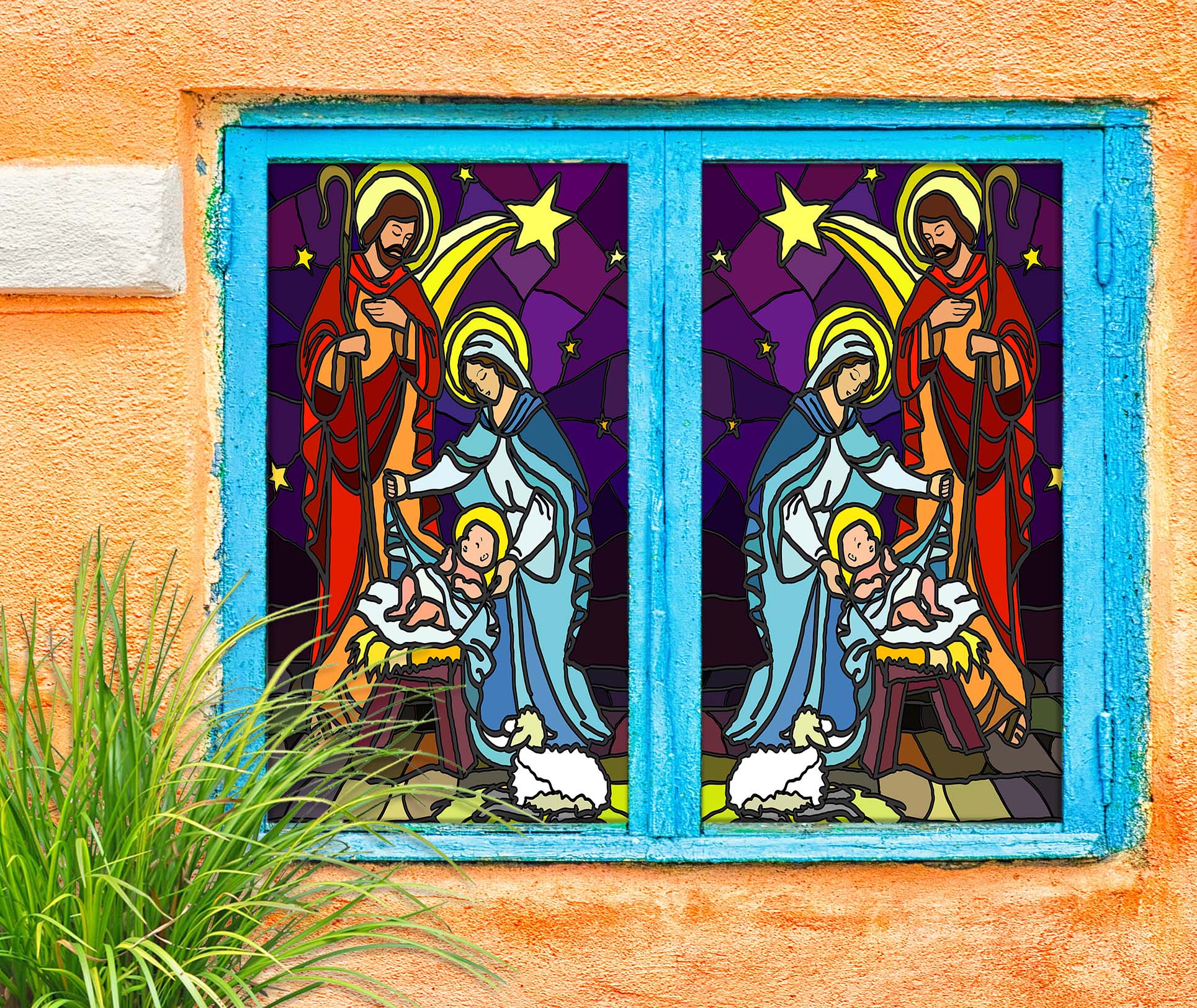 3D Religious Stars 113 Window Film Print Sticker Cling Stained Glass UV Block