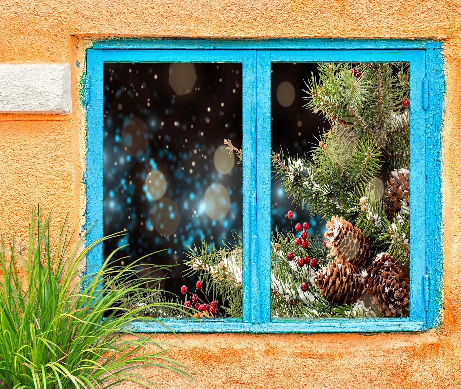 3D Pine Cones 31081 Christmas Window Film Print Sticker Cling Stained Glass Xmas