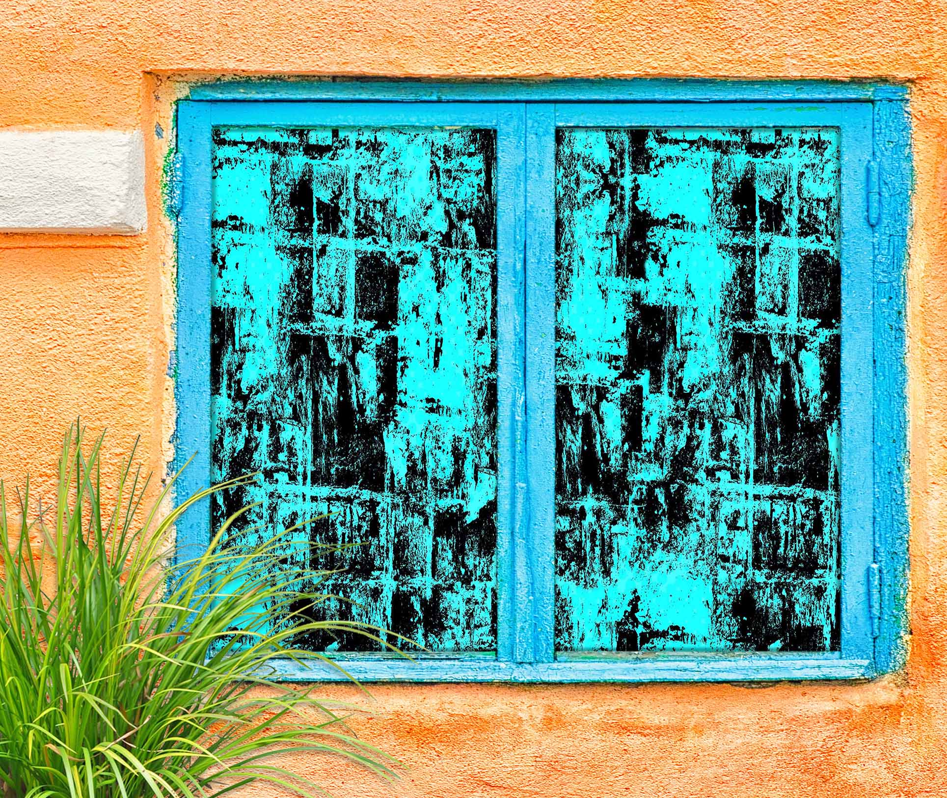 3D Blue Retro Pattern 387 Window Film Print Sticker Cling Stained Glass UV Block