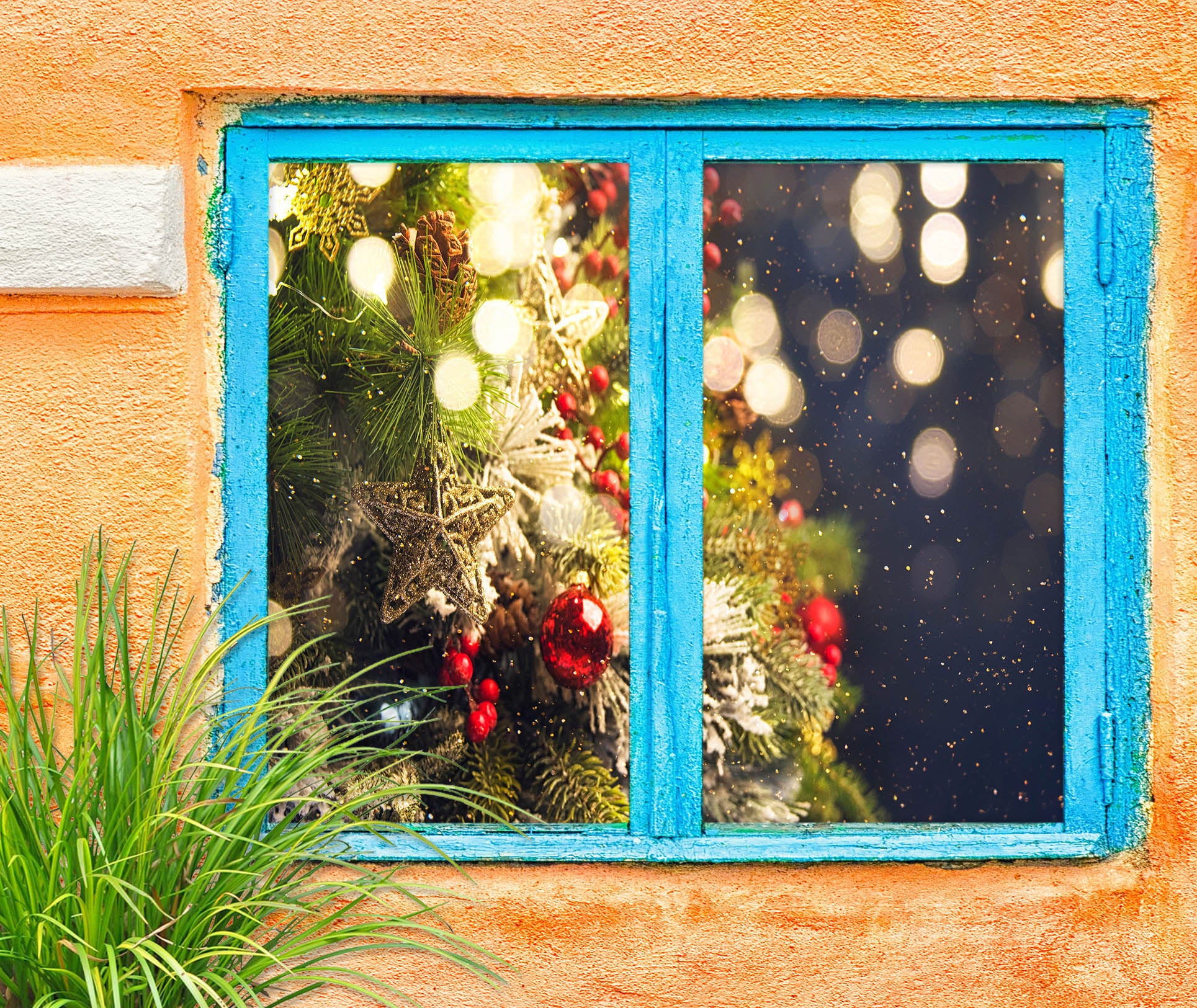 3D Tree Pendant 31078 Christmas Window Film Print Sticker Cling Stained Glass Xmas