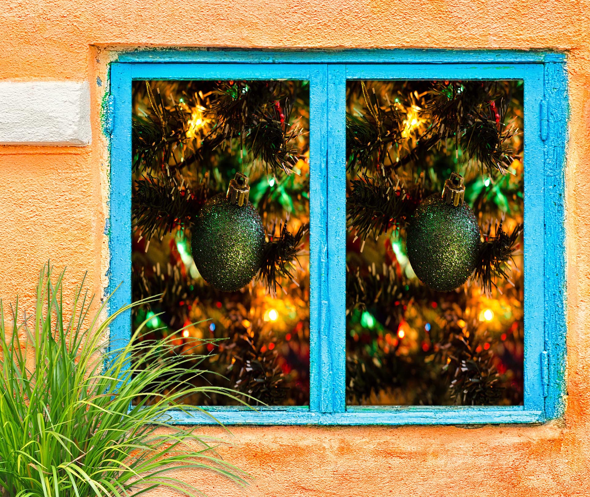 3D Ball Pendant 30121 Christmas Window Film Print Sticker Cling Stained Glass Xmas