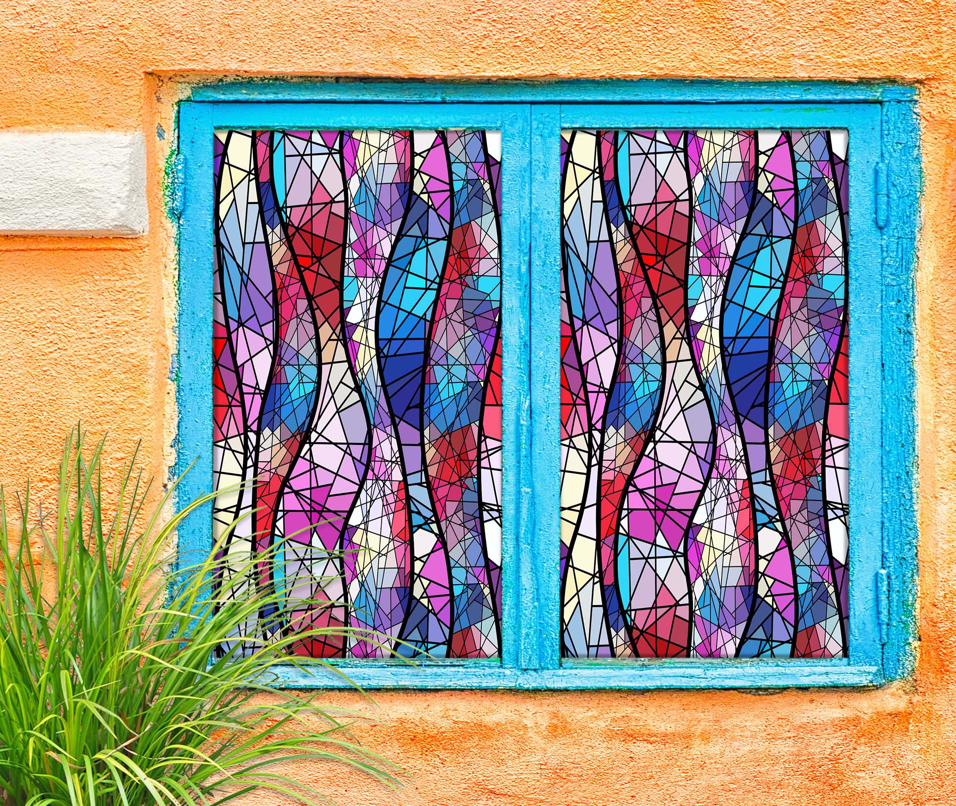 3D Color Graffiti 327 Window Film Print Sticker Cling Stained Glass UV Block