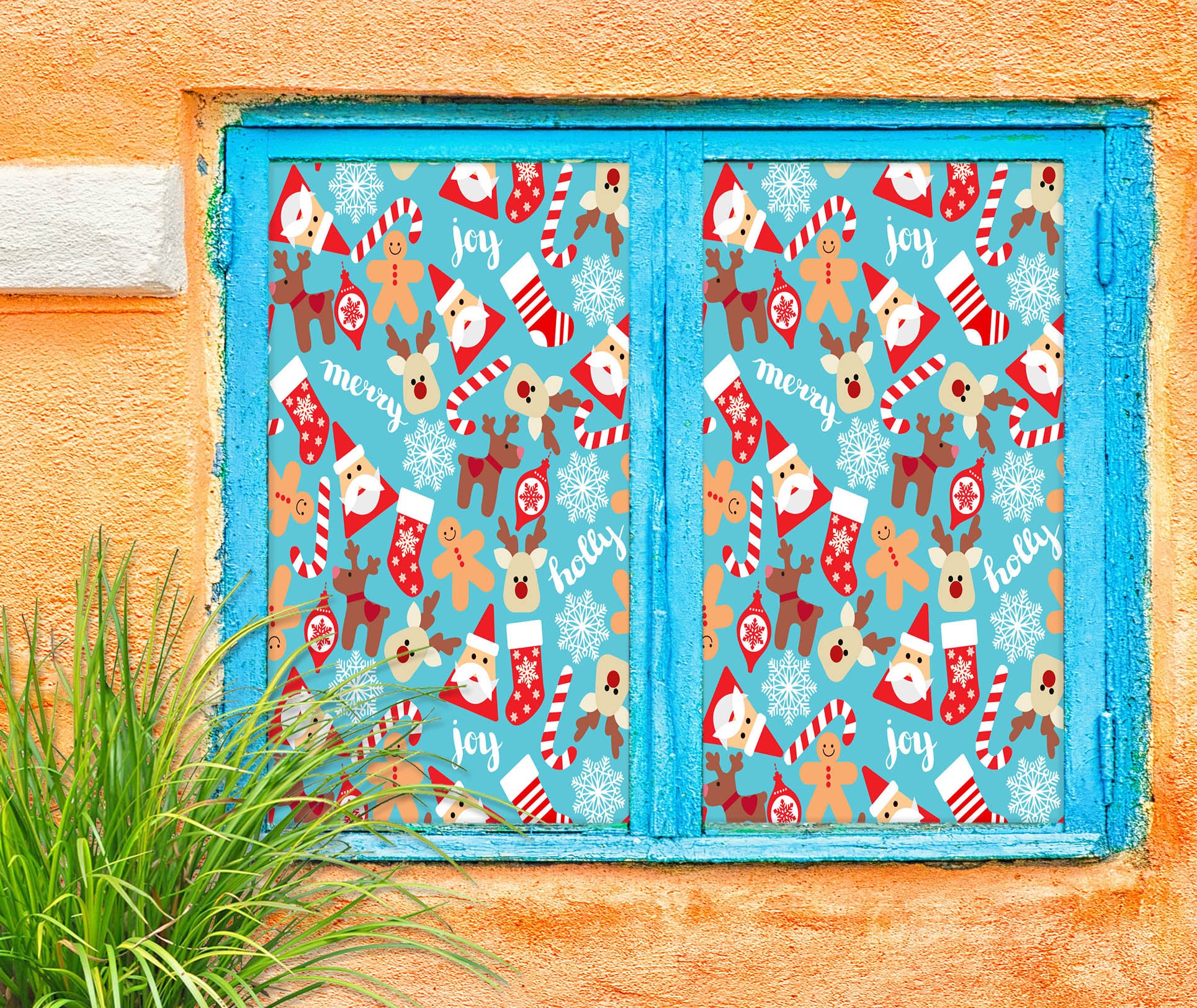 3D Santa Socks 30040 Christmas Window Film Print Sticker Cling Stained Glass Xmas