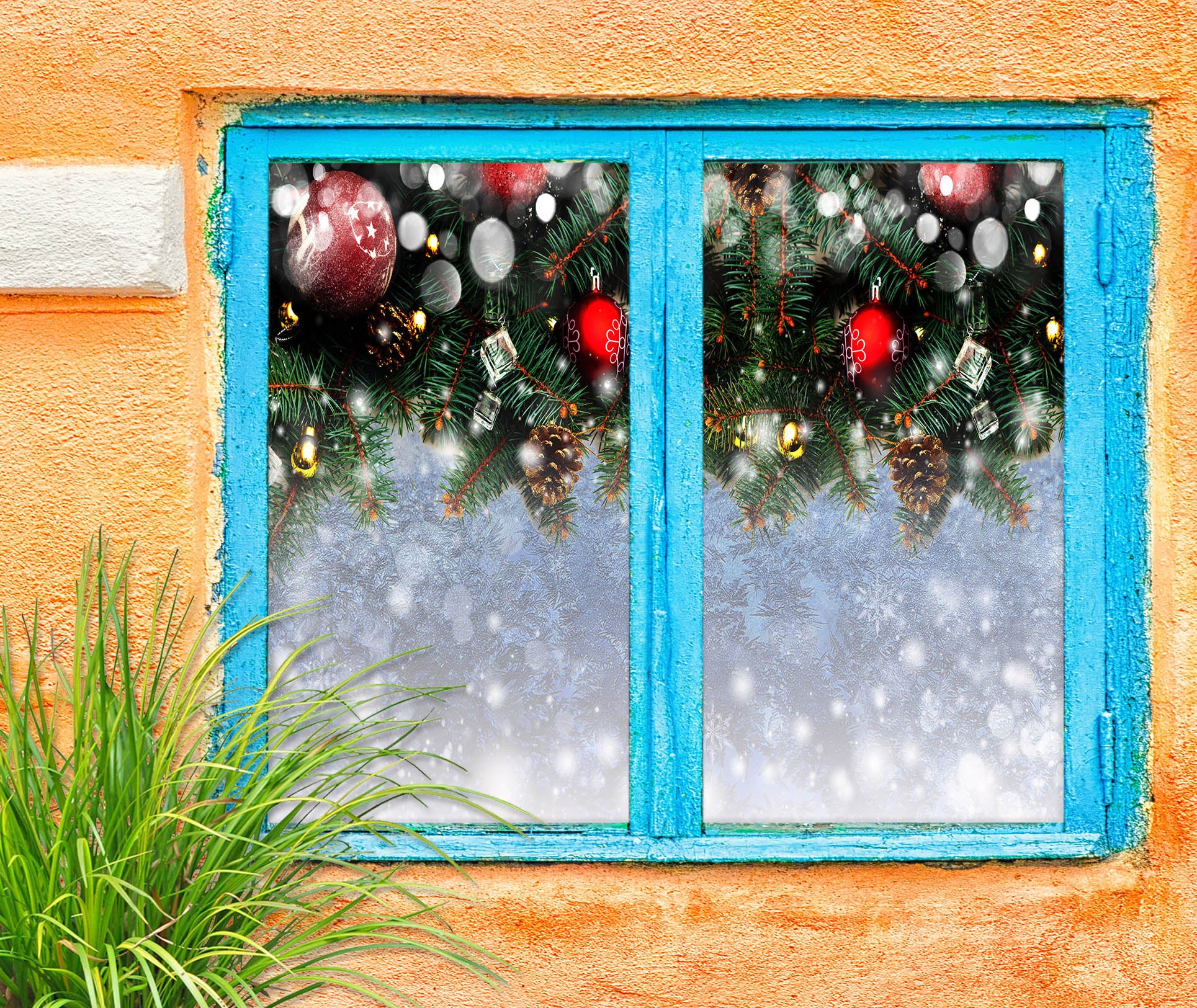 3D Branches 31072 Christmas Window Film Print Sticker Cling Stained Glass Xmas