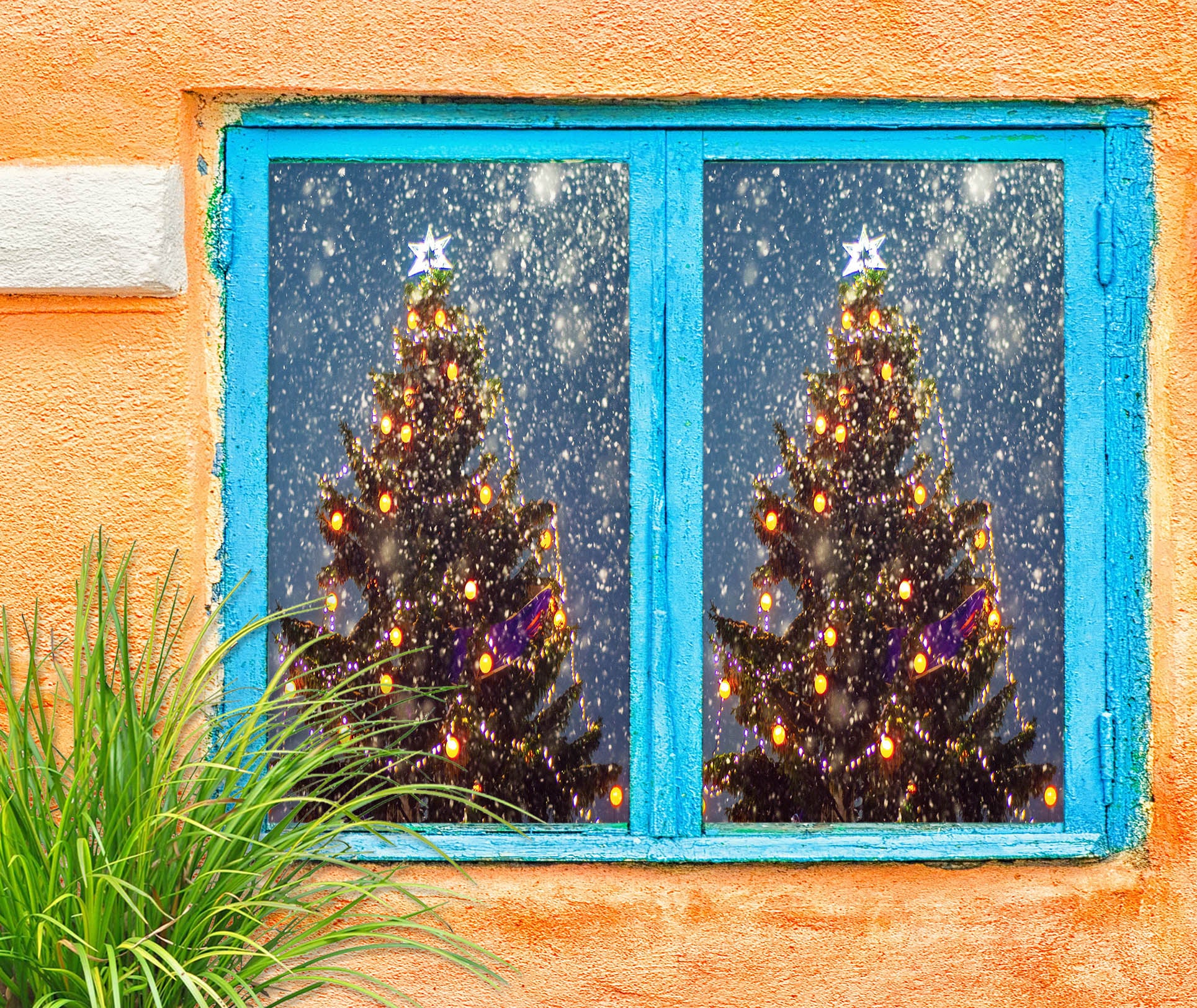 3D Tree Snow 31068 Christmas Window Film Print Sticker Cling Stained Glass Xmas