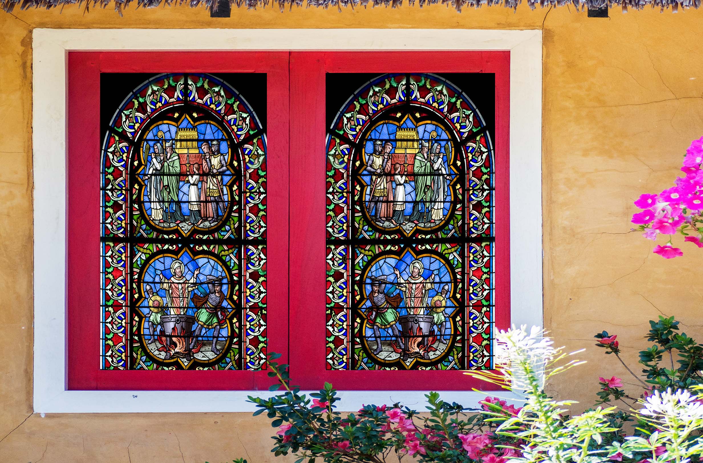 3D Religious Ceremony 252 Window Film Print Sticker Cling Stained Glass UV Block