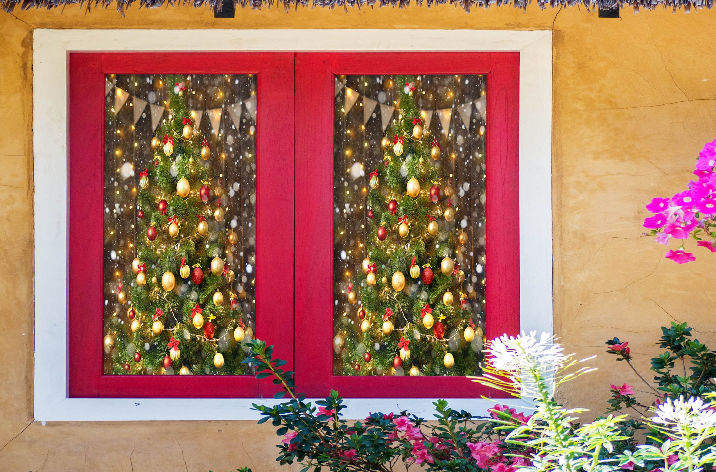 3D Christmas Tree 30068 Christmas Window Film Print Sticker Cling Stained Glass Xmas